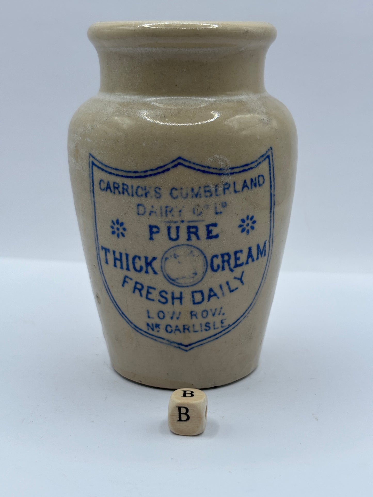 Old advertising cream pot, Carricks pure thick cream (B)