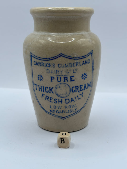 Old advertising cream pot, Carricks pure thick cream (B)