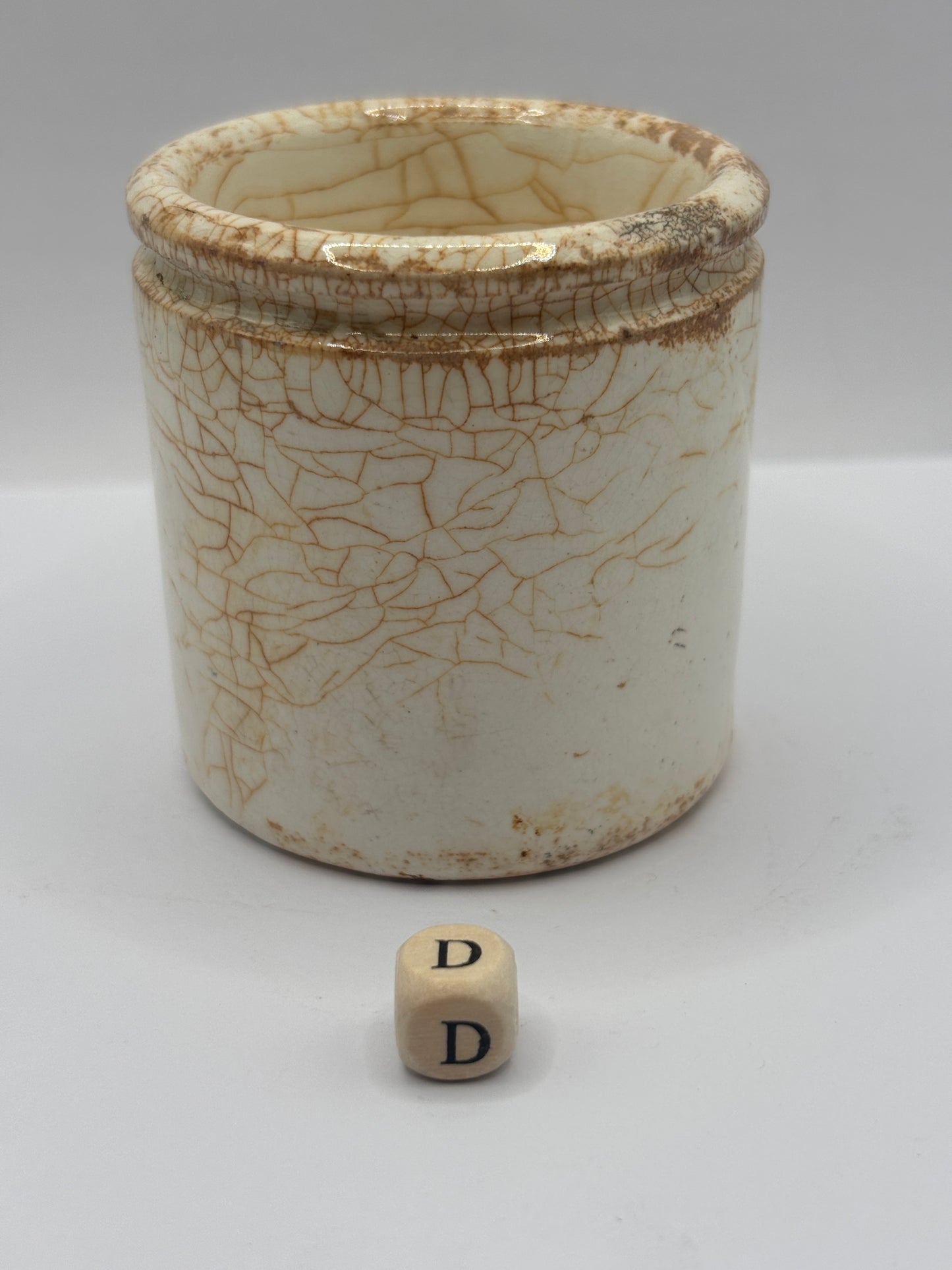 Old small chunky stoneware pot (D)