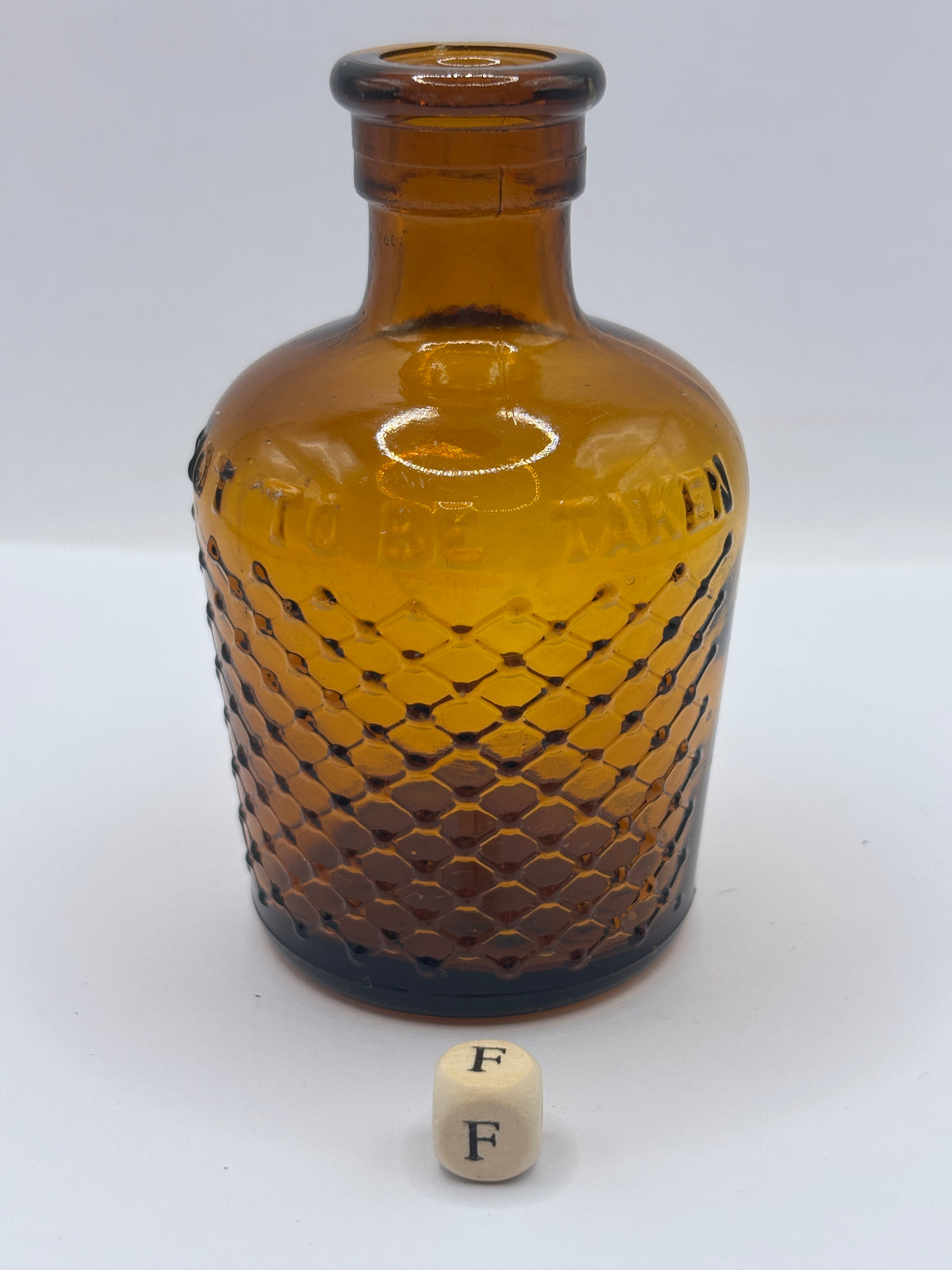 old amber glass Lysol bottle, Not to be taken 9.5cms  (f)