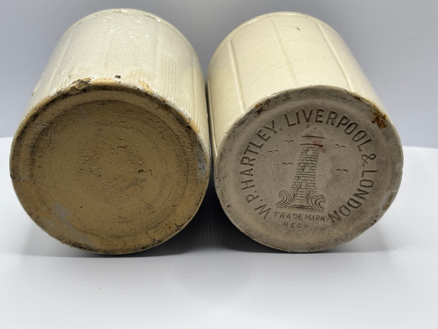 2 old stoneware jam & marmalade pots