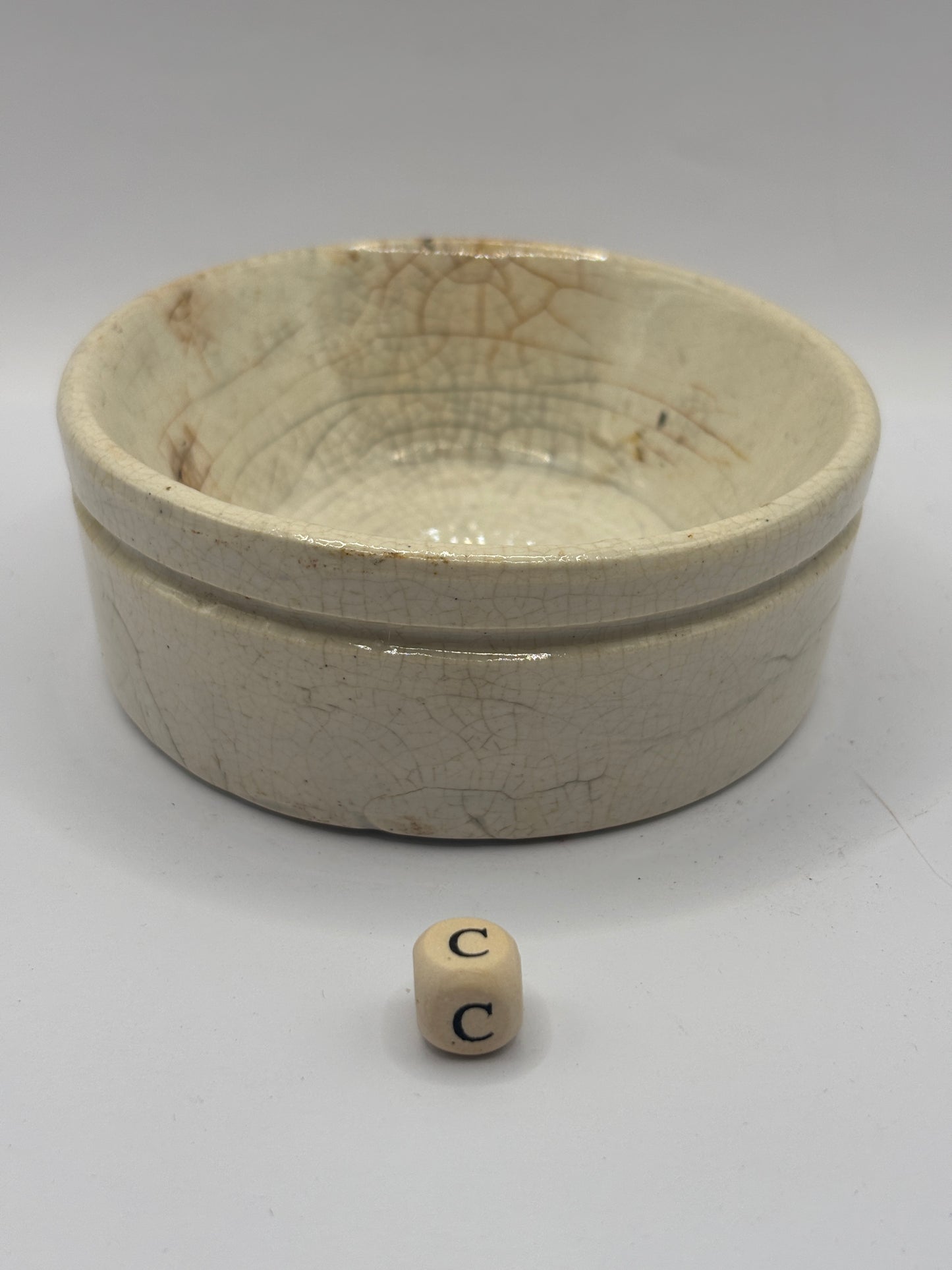 Old plain stoneware meat paste pot, potted meat (c)
