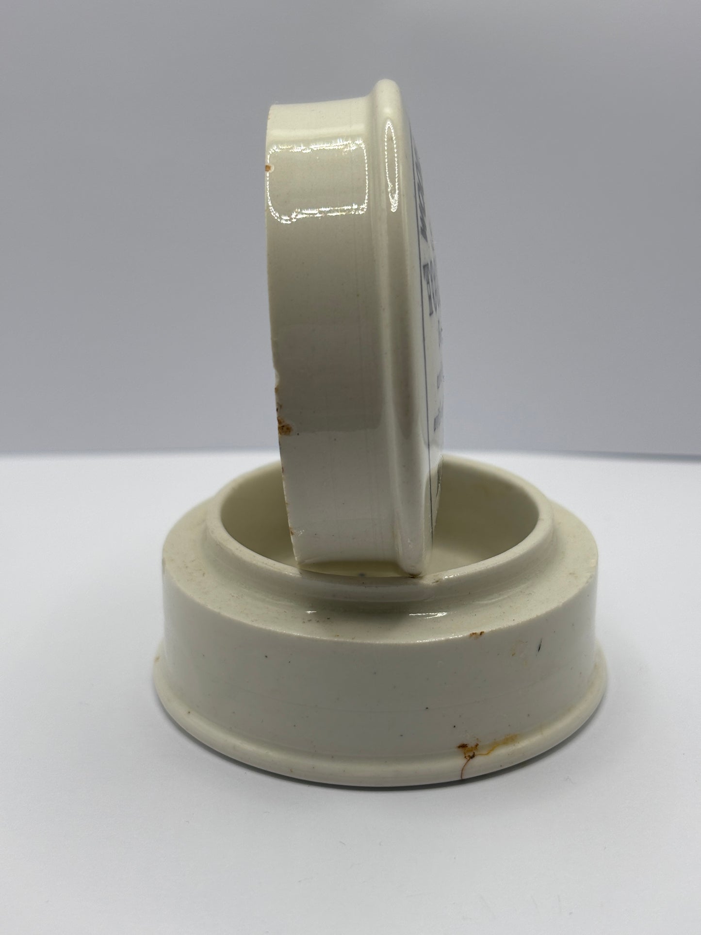 Old Woods advertising pot lid and base