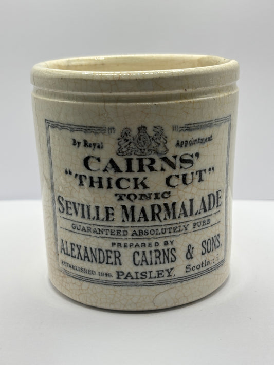 Rare old Cairns marmalade jar. Repaired