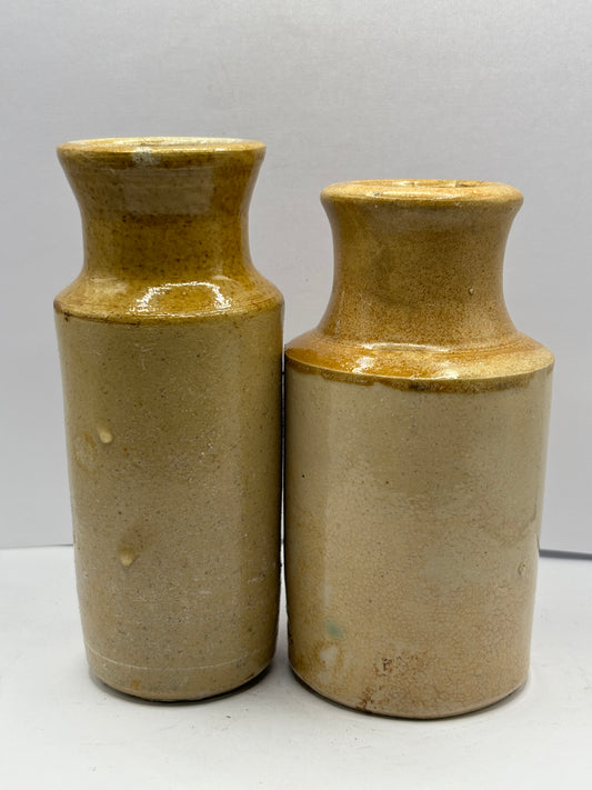 2 old stoneware blacking pots