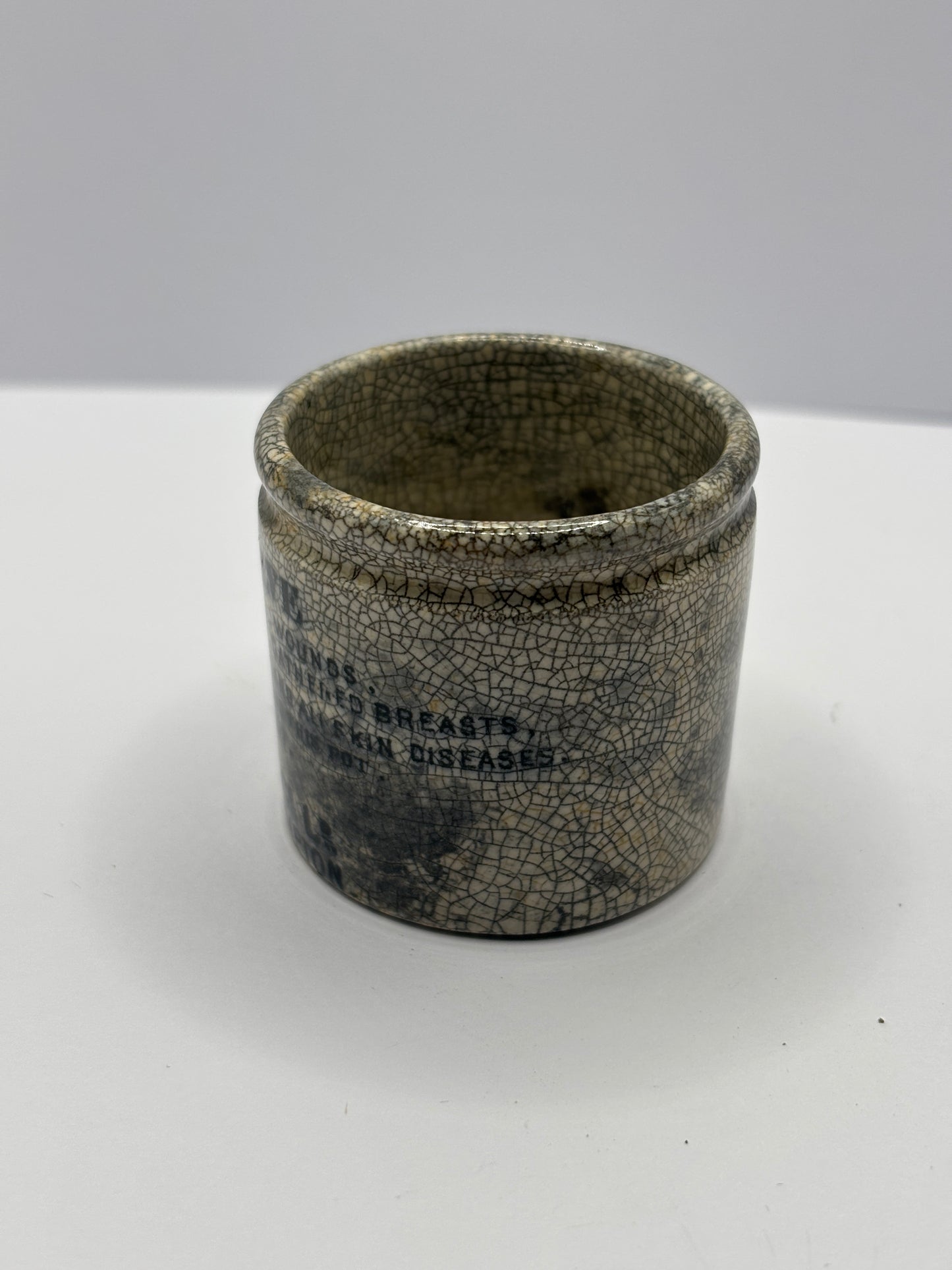 Old stained & crazed Egyptian salve ointment pot