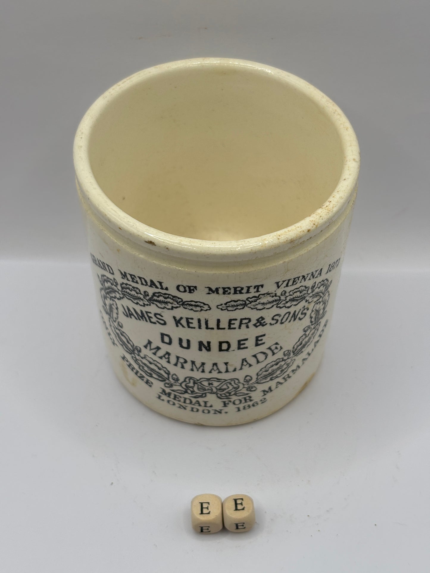 Old 1lb James Keiller Dundee marmalade Jar (ee)