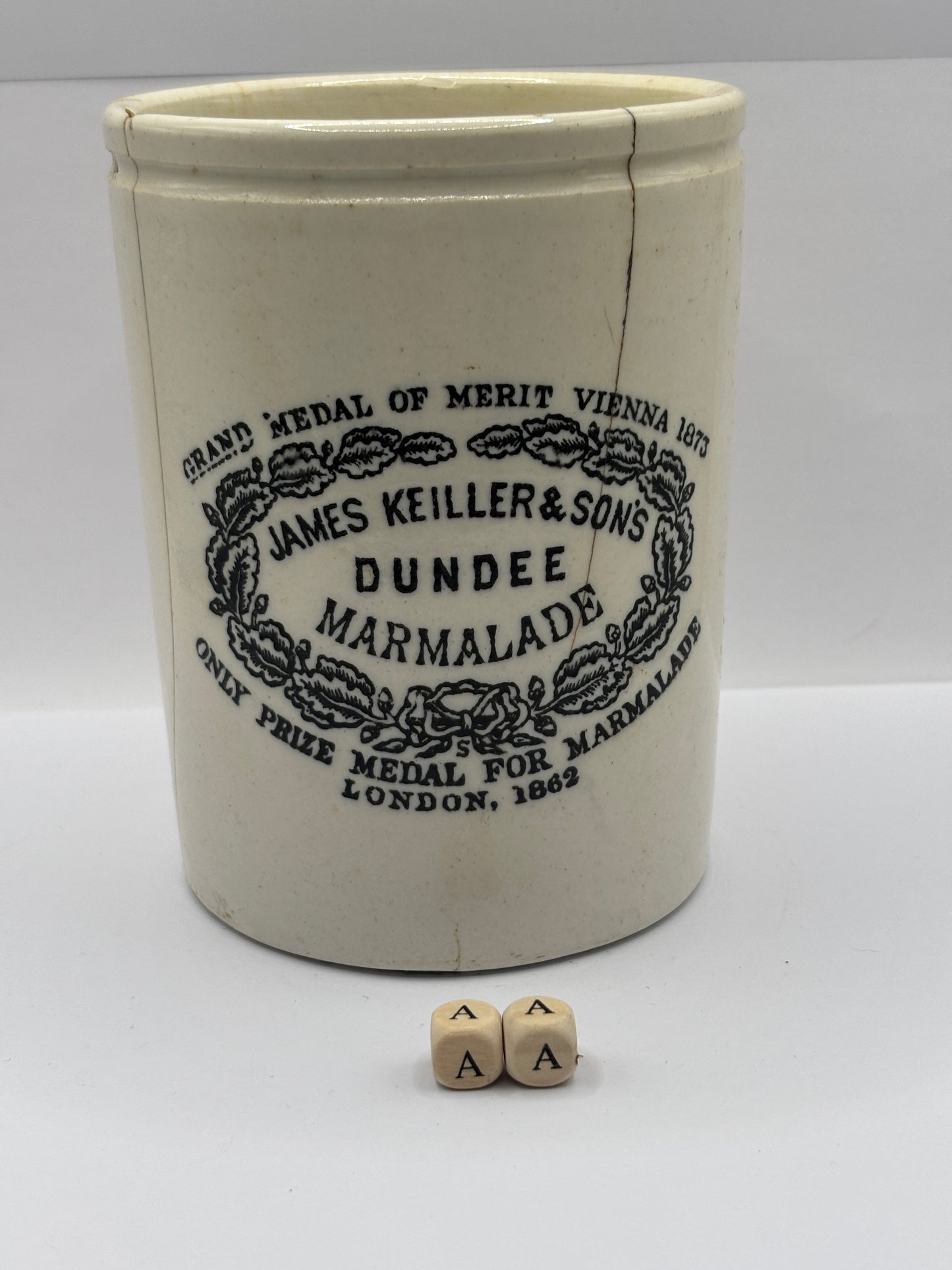 Old 2lb James Keiller Dundee marmalade Jar (aa) damaged
