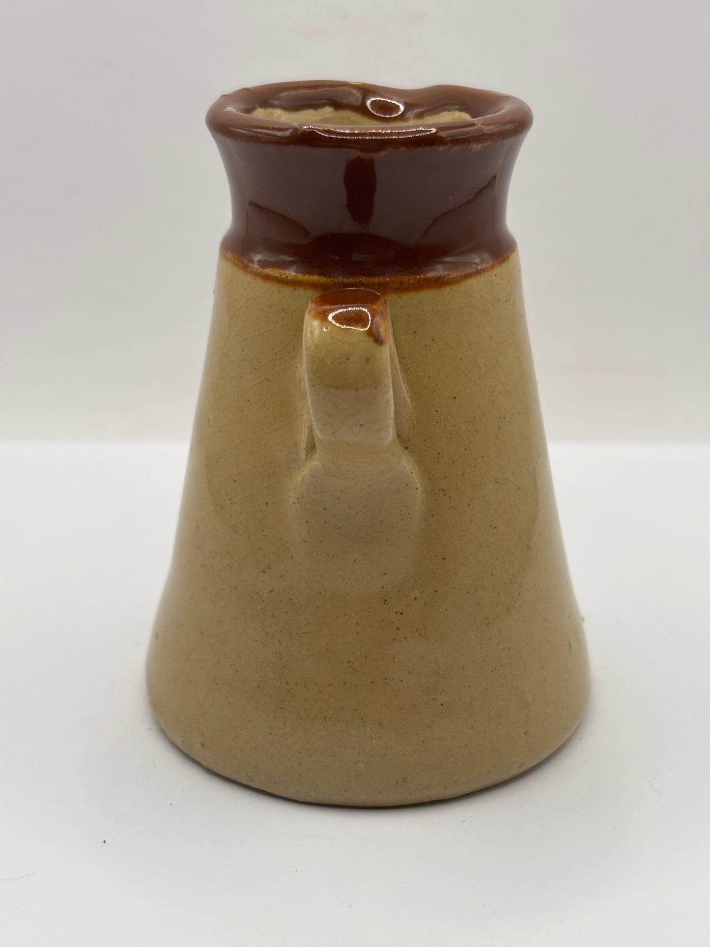 Old stoneware advertising cream pot, Helsby Creamery. Cheshire. Handled