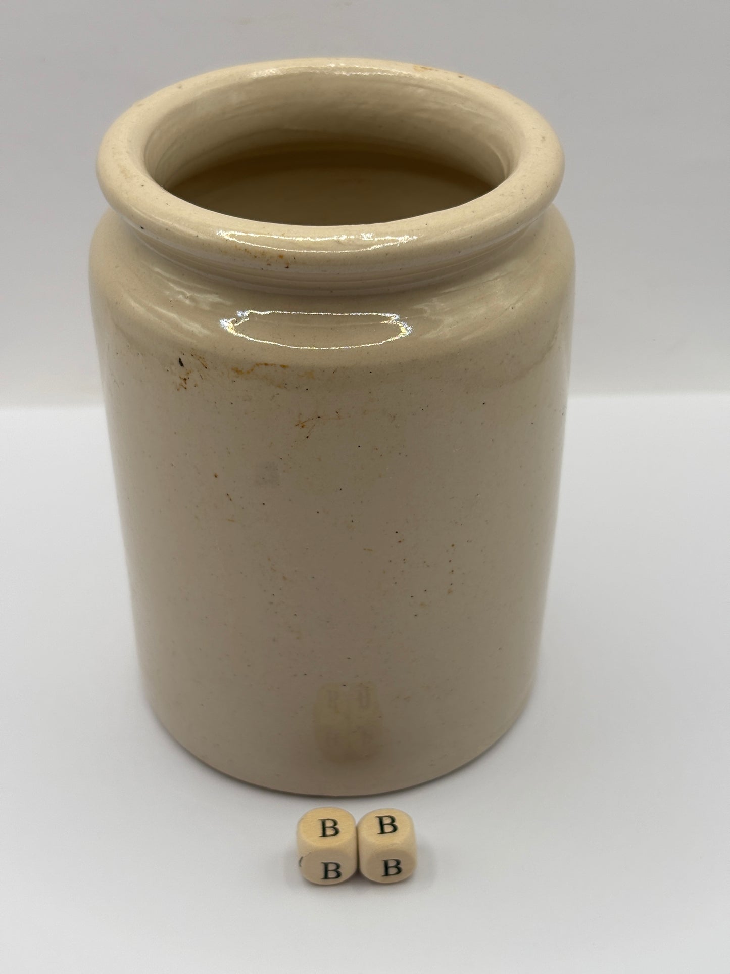 Old 1lb rolled top stoneware marmalade pot (BB)