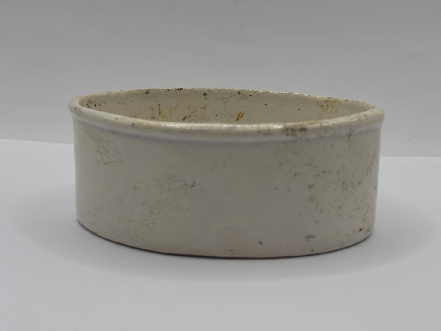 Old oval stoneware meat paste pot, potted meat