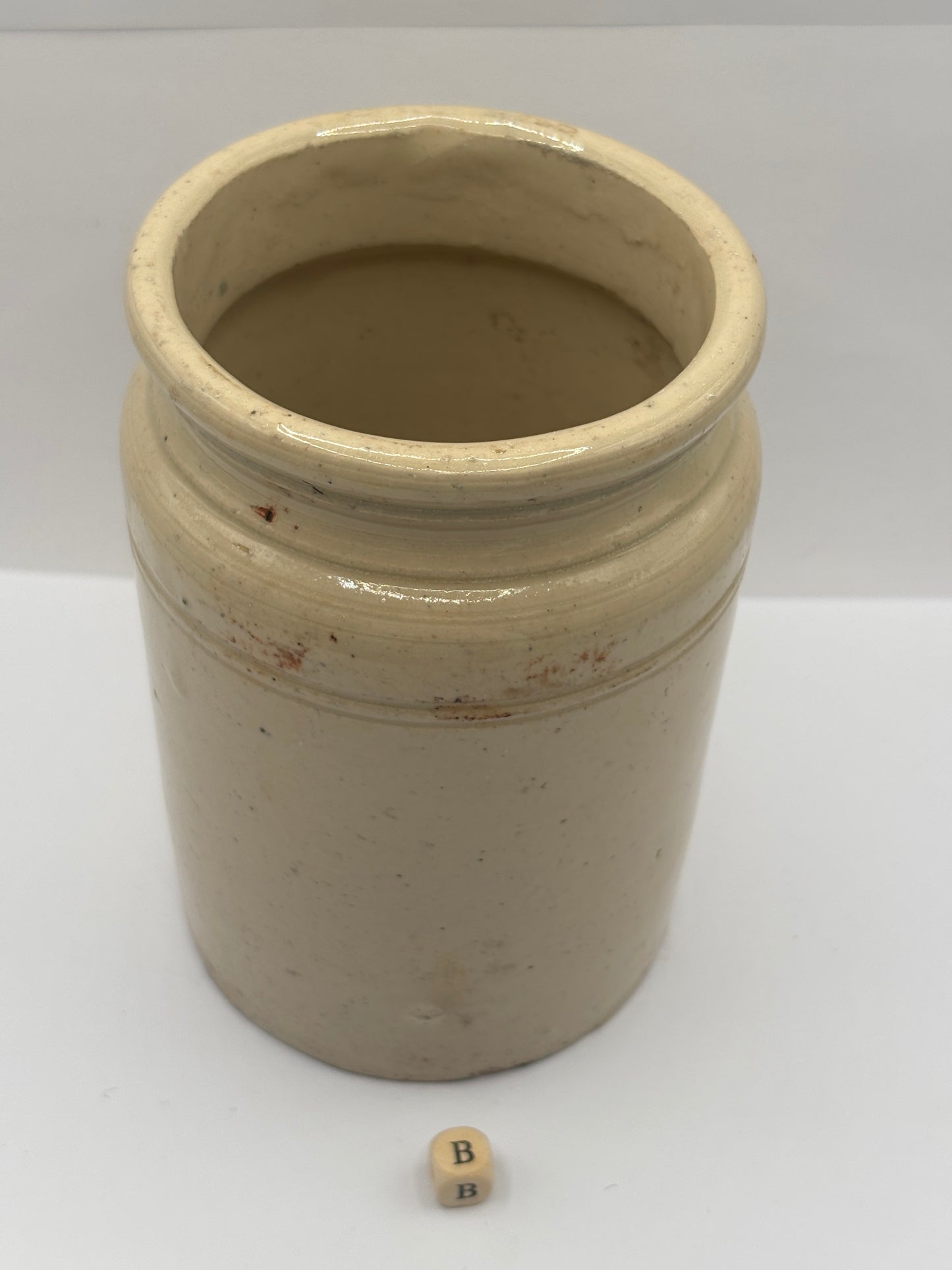 Old 2lb rolled top stoneware jam & marmalade pot (B)