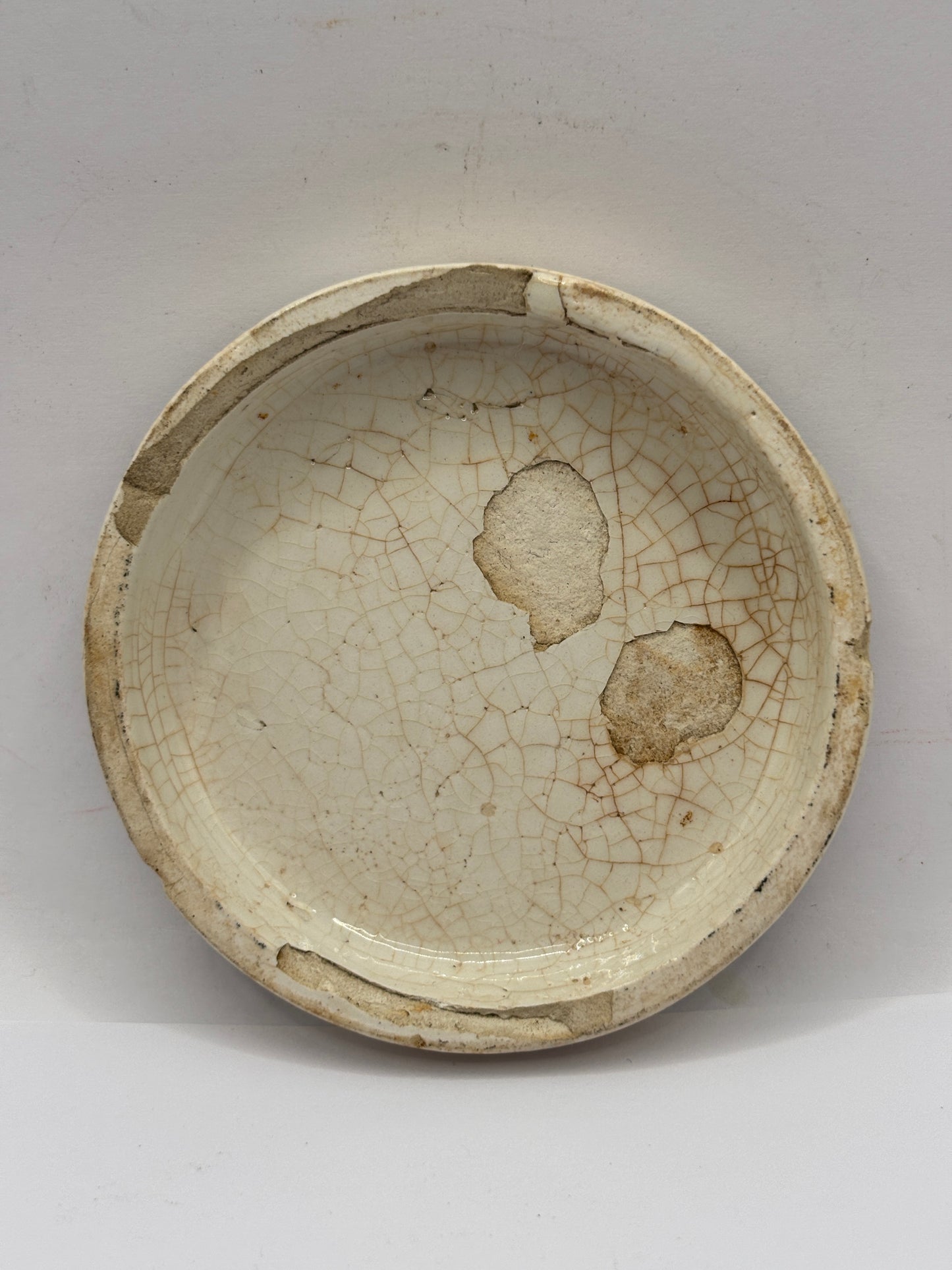 Old advertising lid, Otto of rose Cold cream. Damaged/flakey glaze