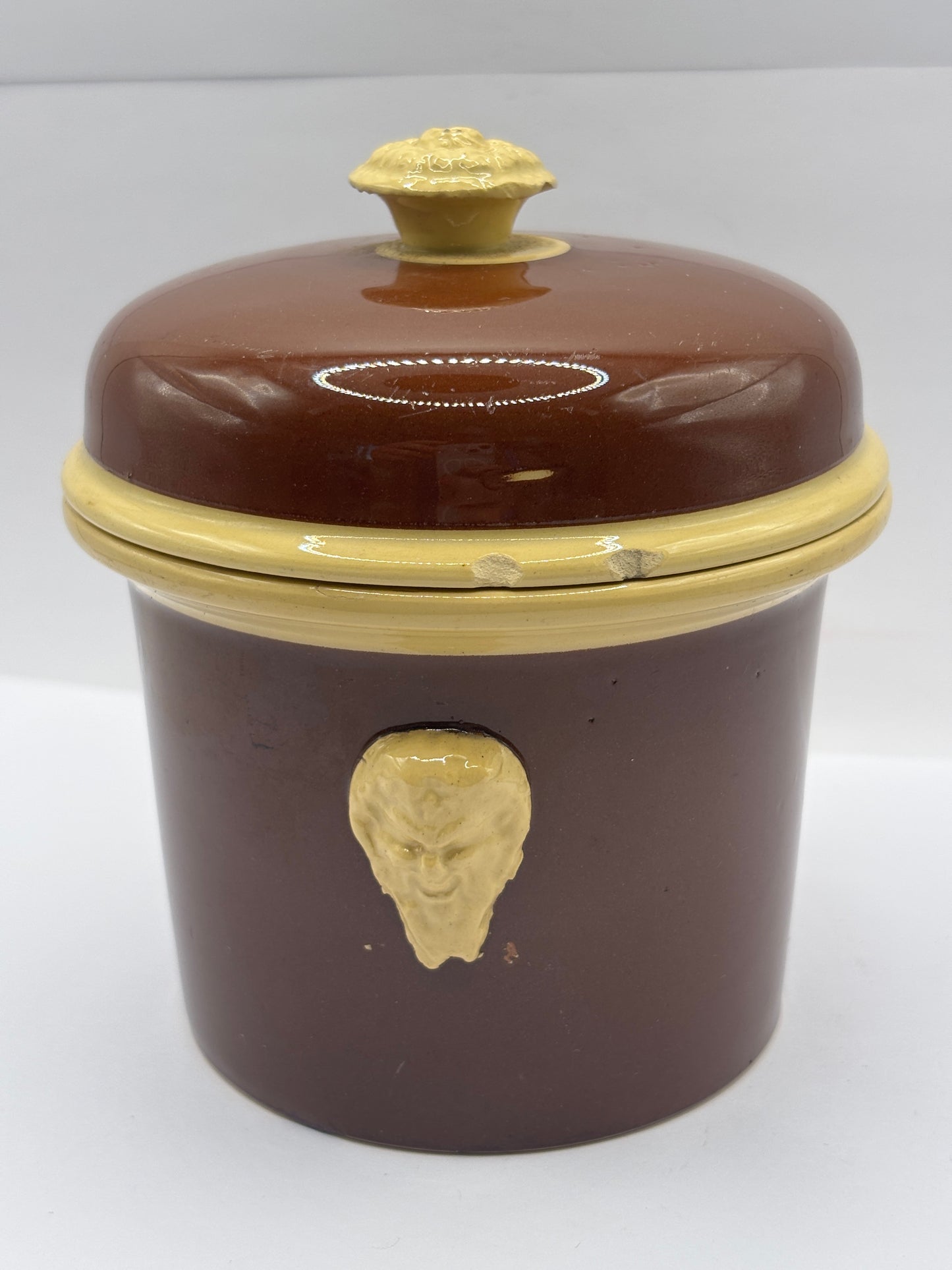 Old french stoneware terrine jar and lid