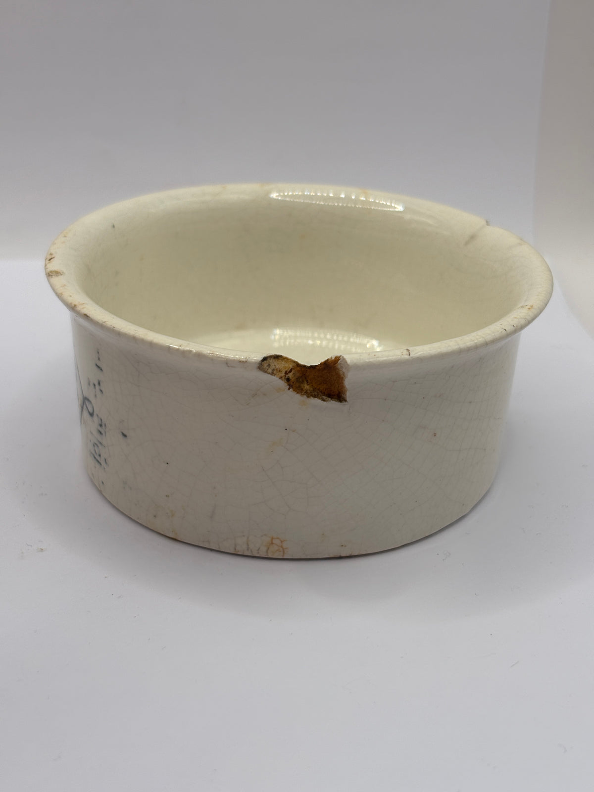 Old advertising meat paste pot, Springfield. Damaged
