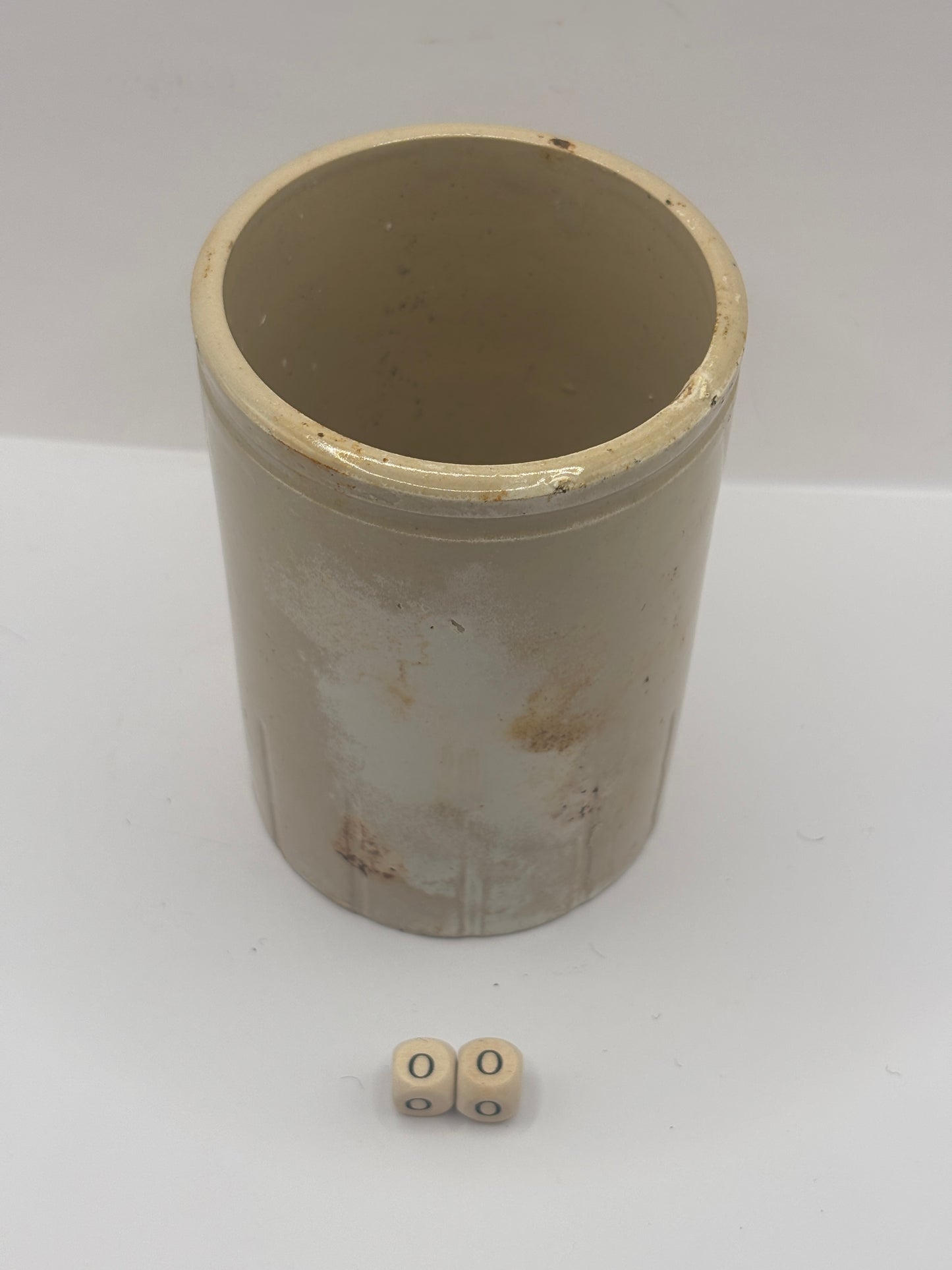 Old 1lb half ribbed stoneware jam pot (oo)