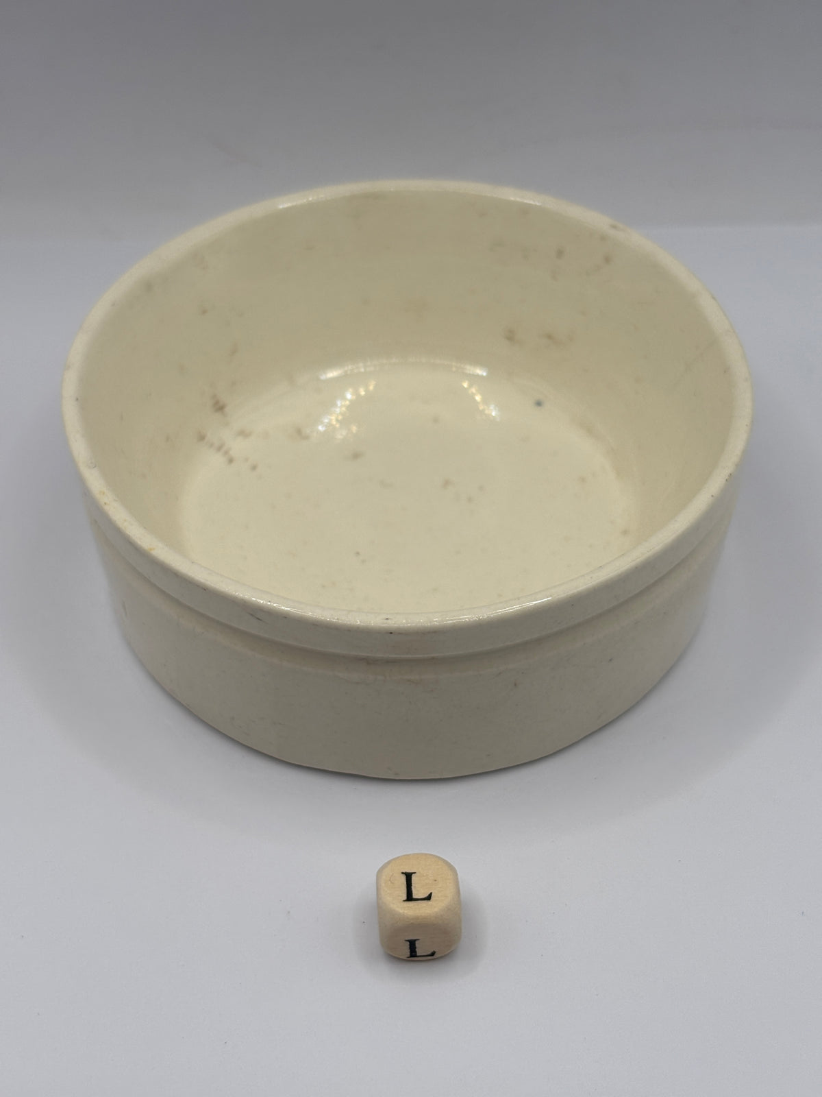 Old plain stoneware meat paste pot. Potted meat (L)