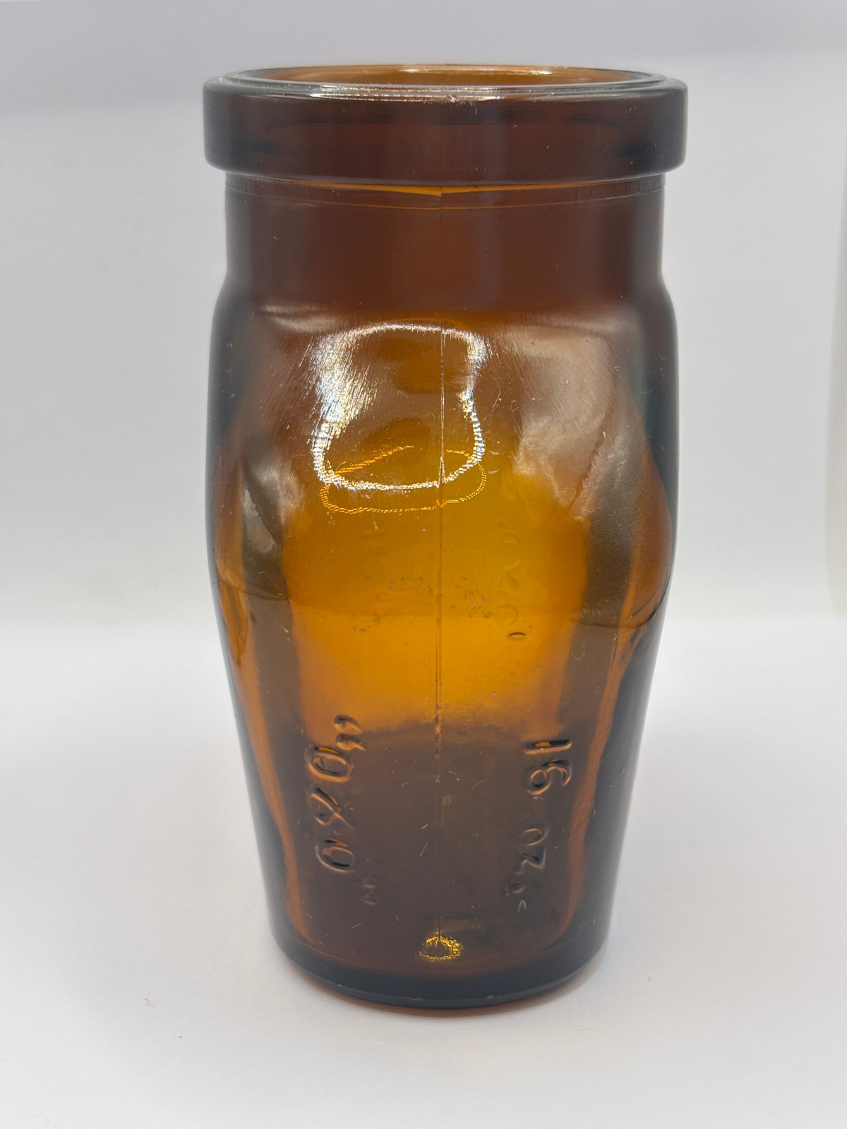 Old amber glass OXO jar