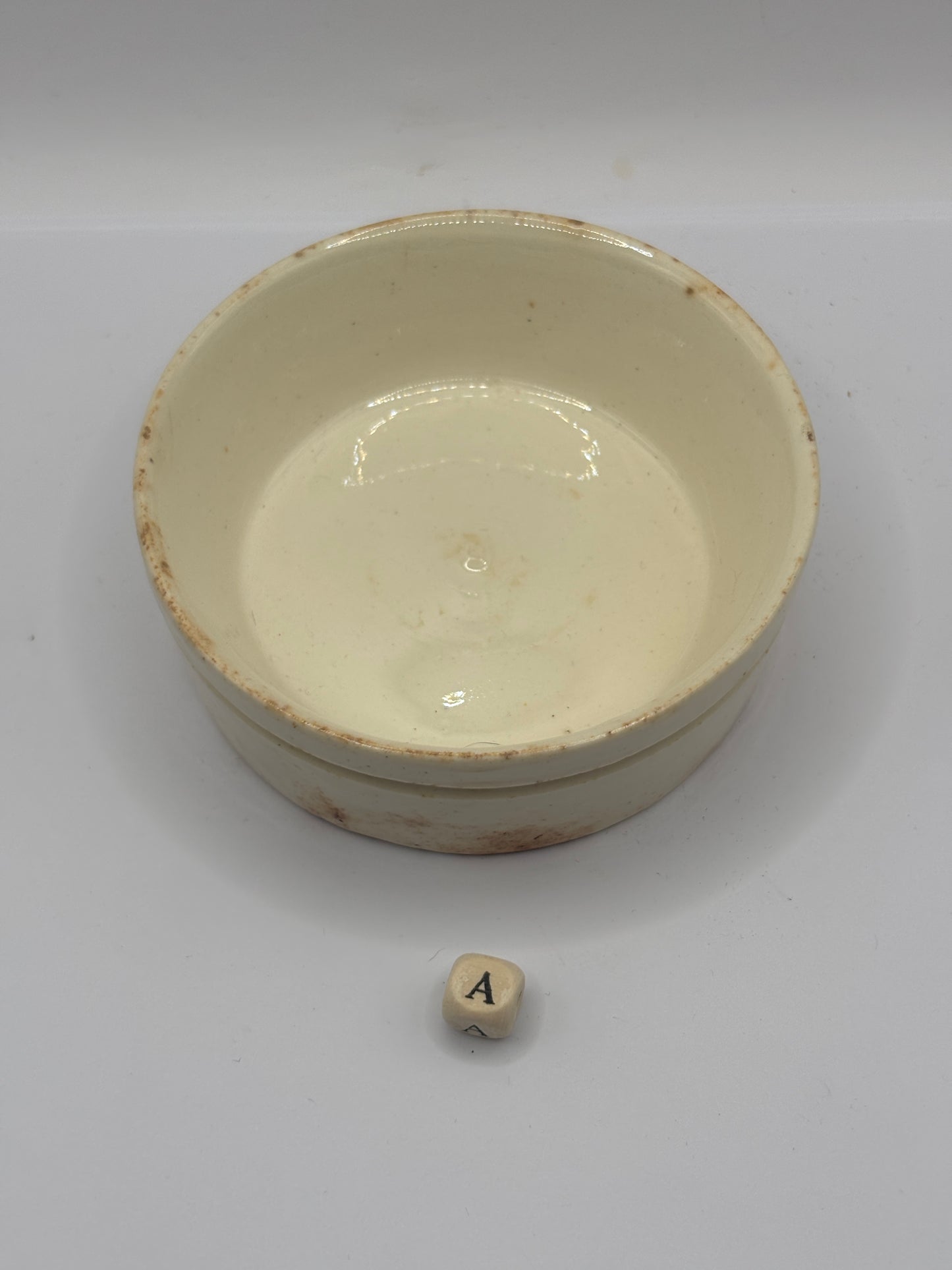 Old plain stoneware meat paste pot, potted meat (a)