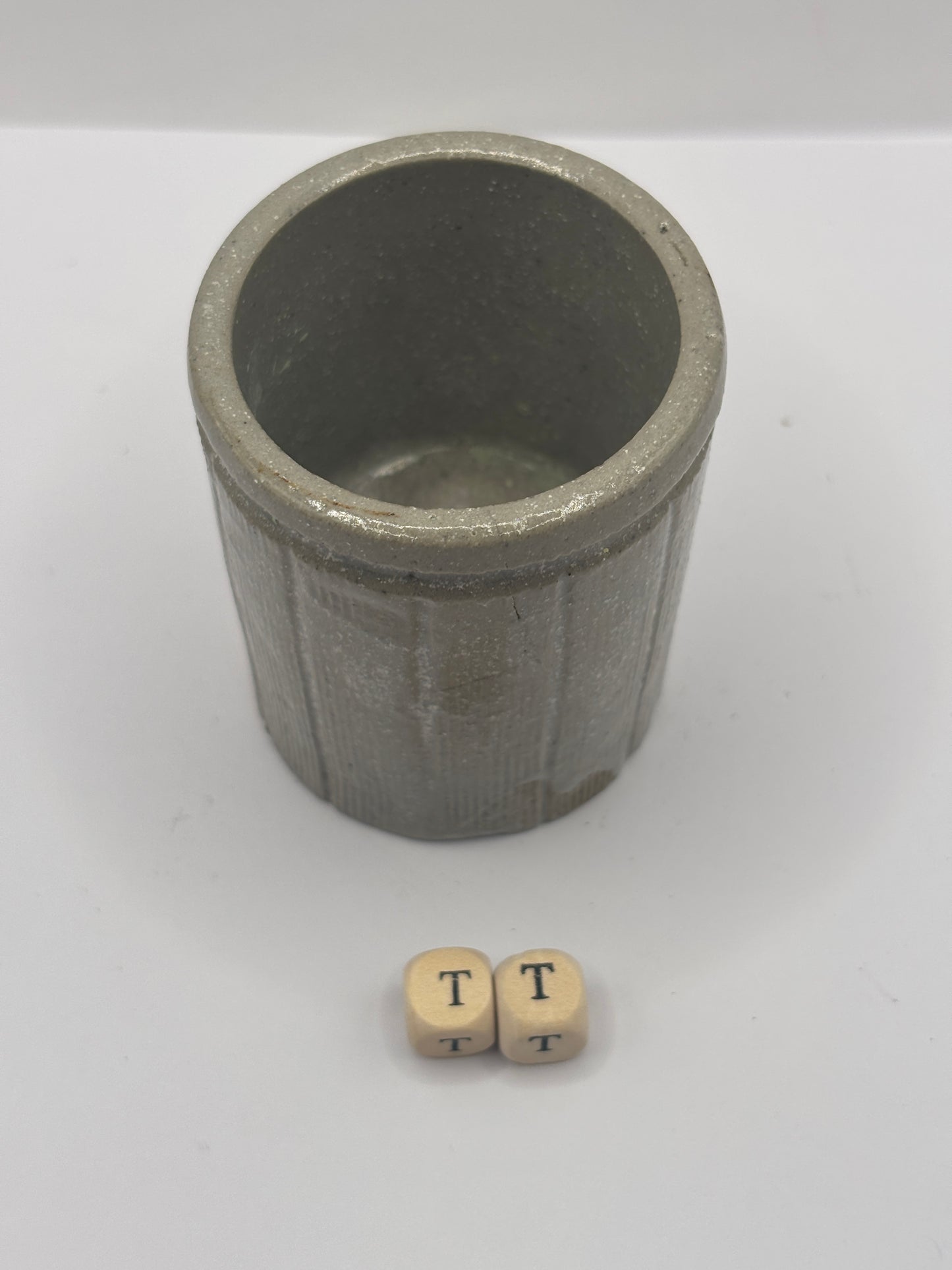 Old mini ribbed stoneware jam pot (TT)