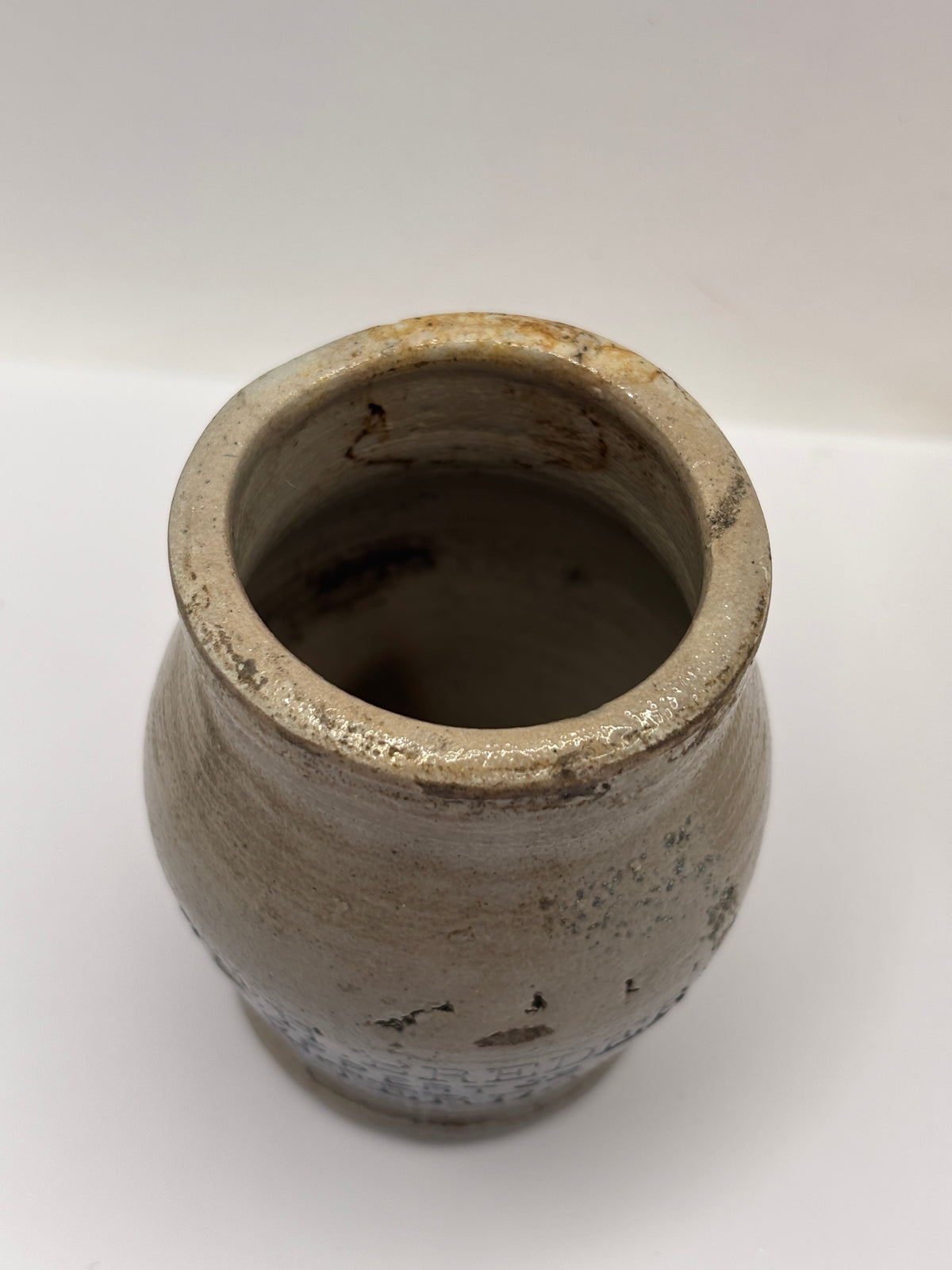 Old stoneware advertising jar, mustard jar, Rotterdam