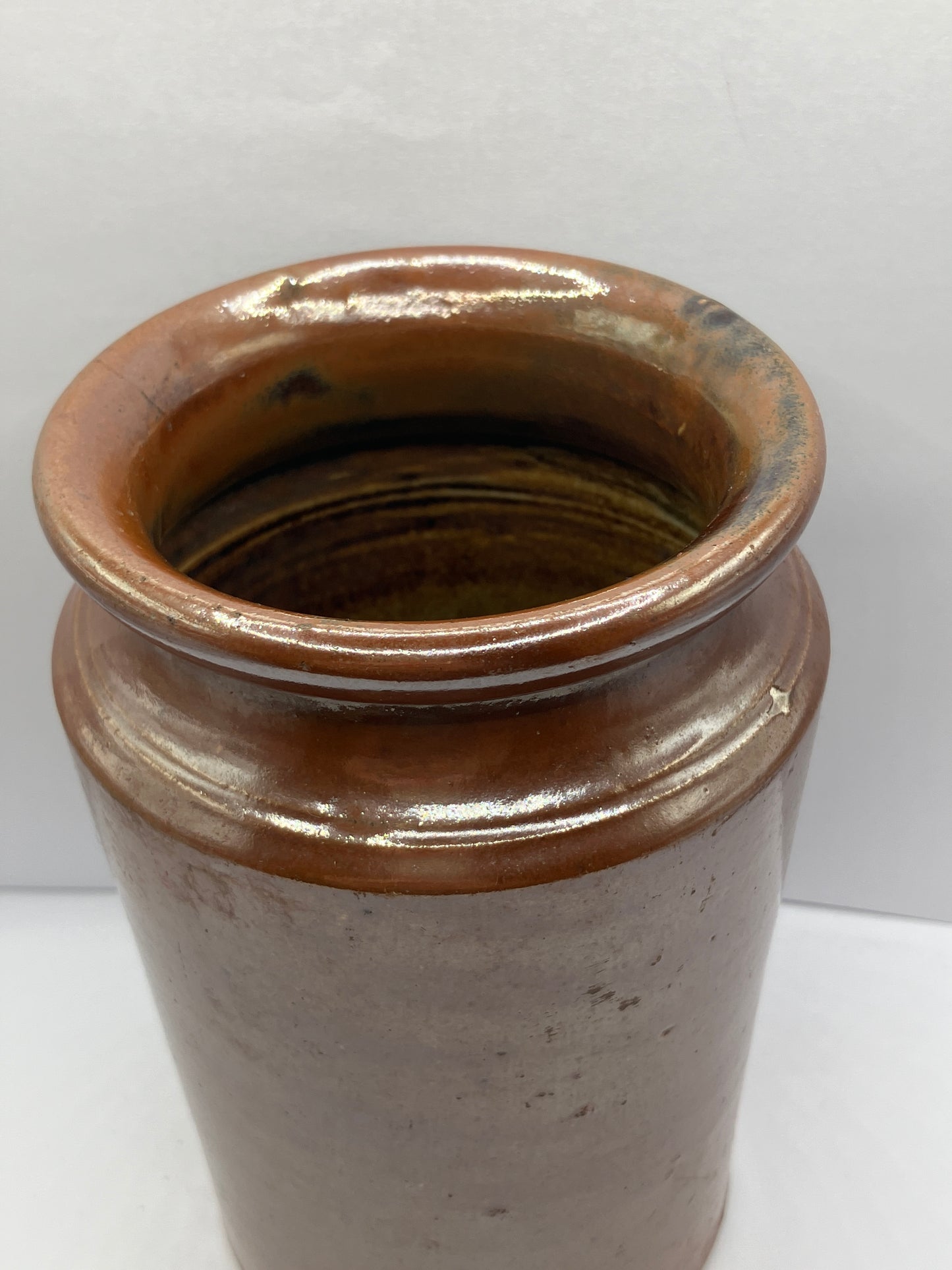 Brown stoneware jar