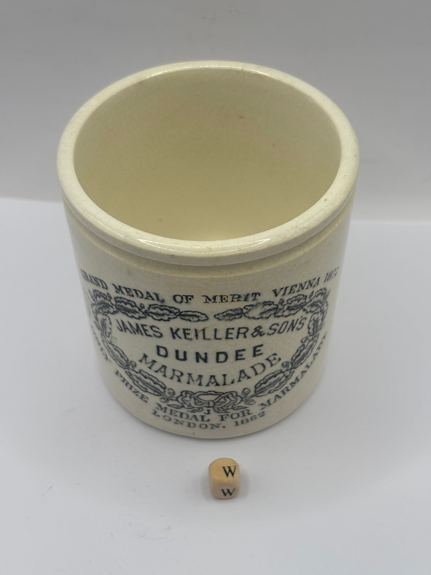 Old 1lb James Keiller Dundee marmalade jar (w)