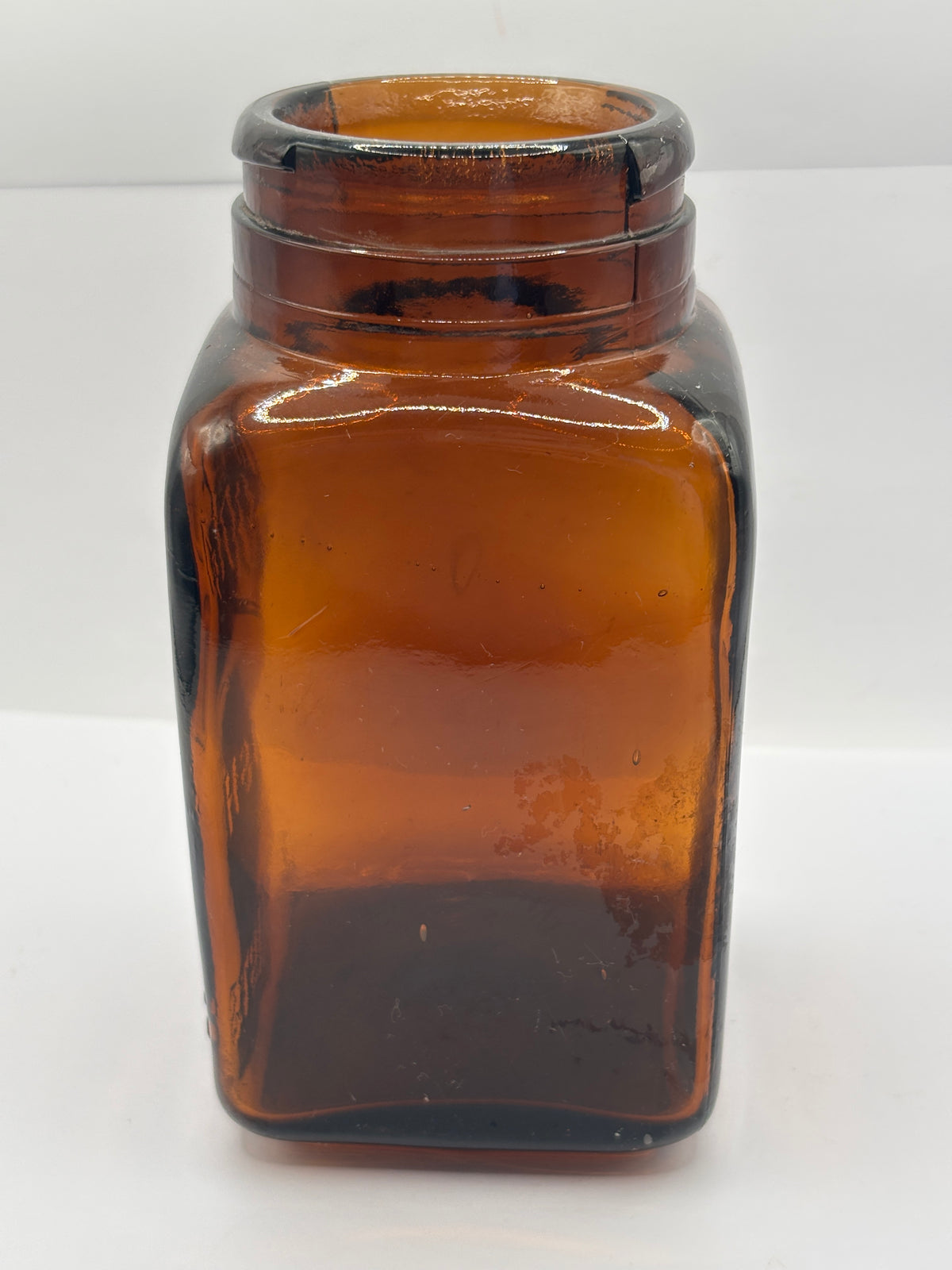 Old amber glass Boots Cash chemists jar 16cms