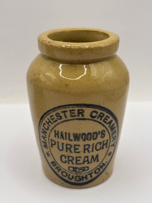 Old advertising cream pot, Hailwoods Manchester