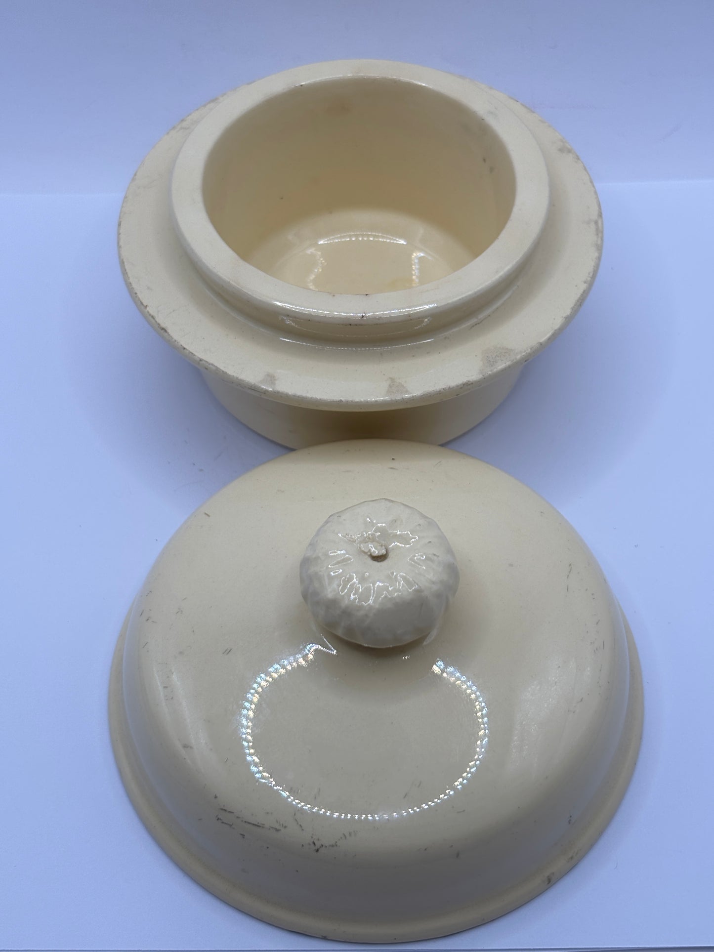 Old french stoneware terrine jar and lid