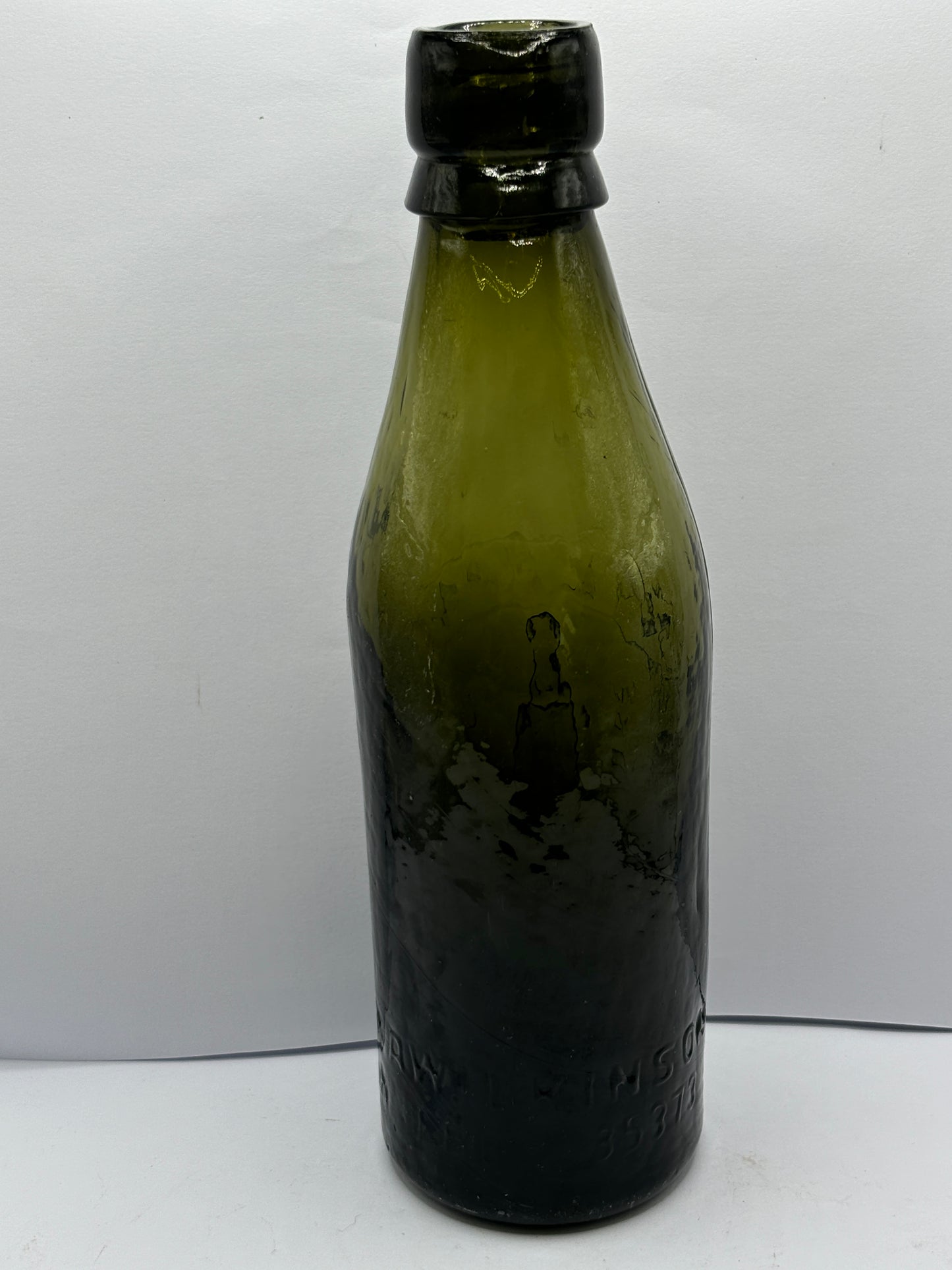 Old green glass North Sheilds beer bottle