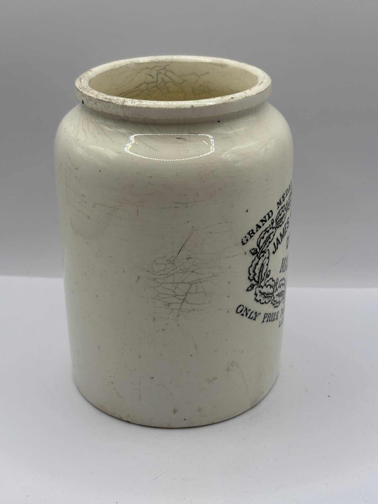 Old 2lb rolled top Dundee marmalade jar, collared top