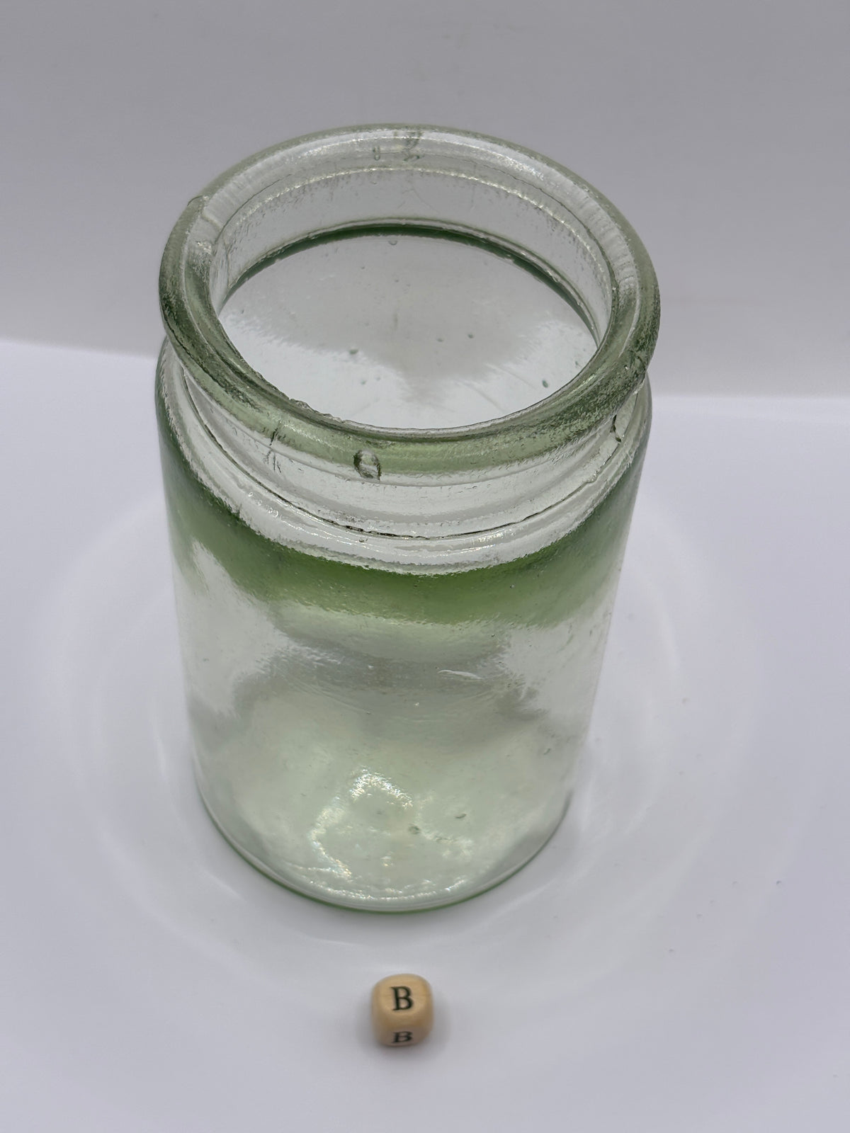 Old aqua glass pickle jar (B)