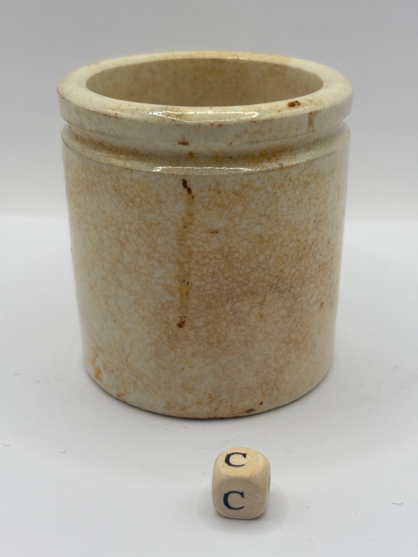 Old small chunky stoneware pot (c)