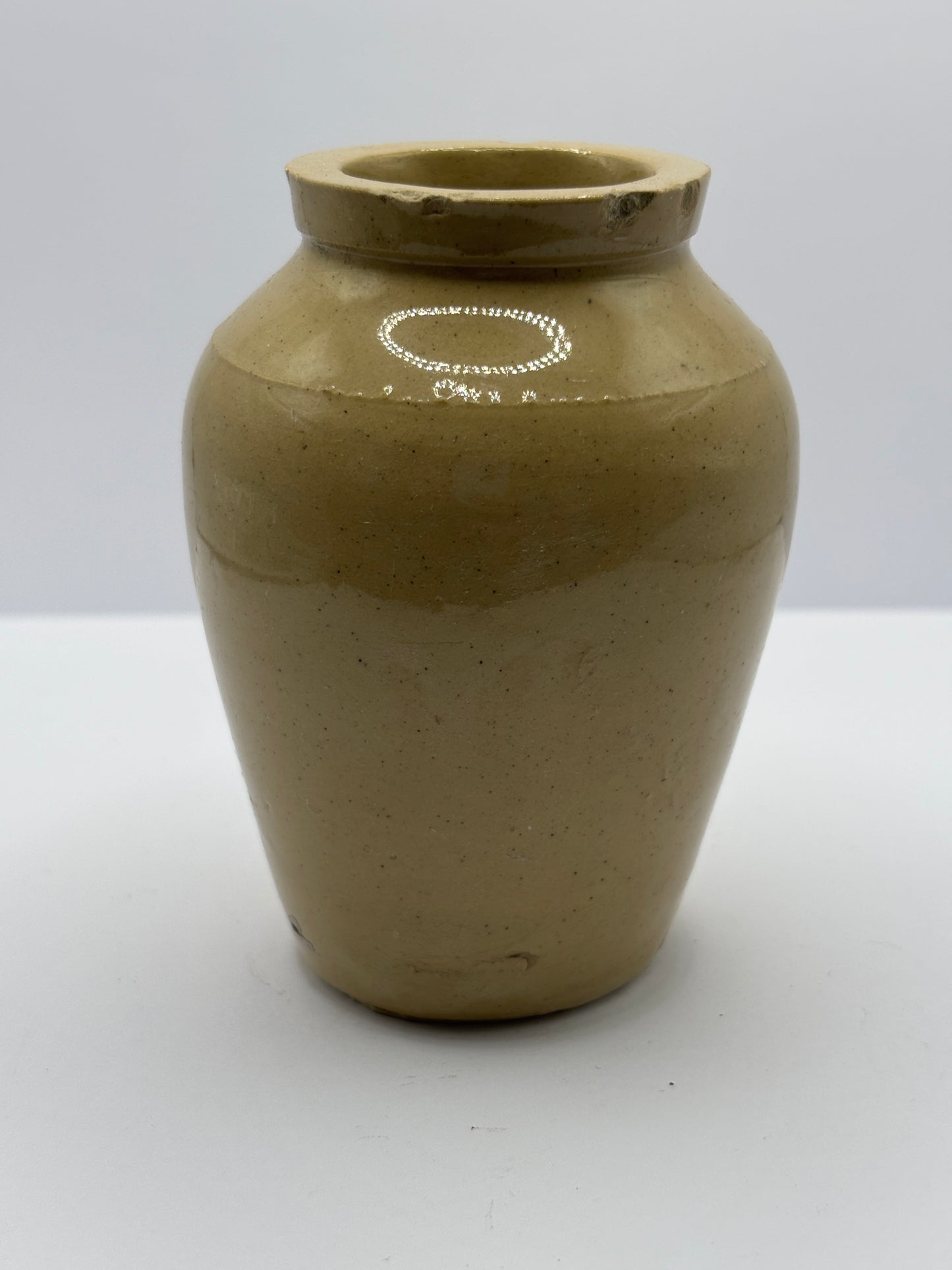 Old plain cream pot, chipped