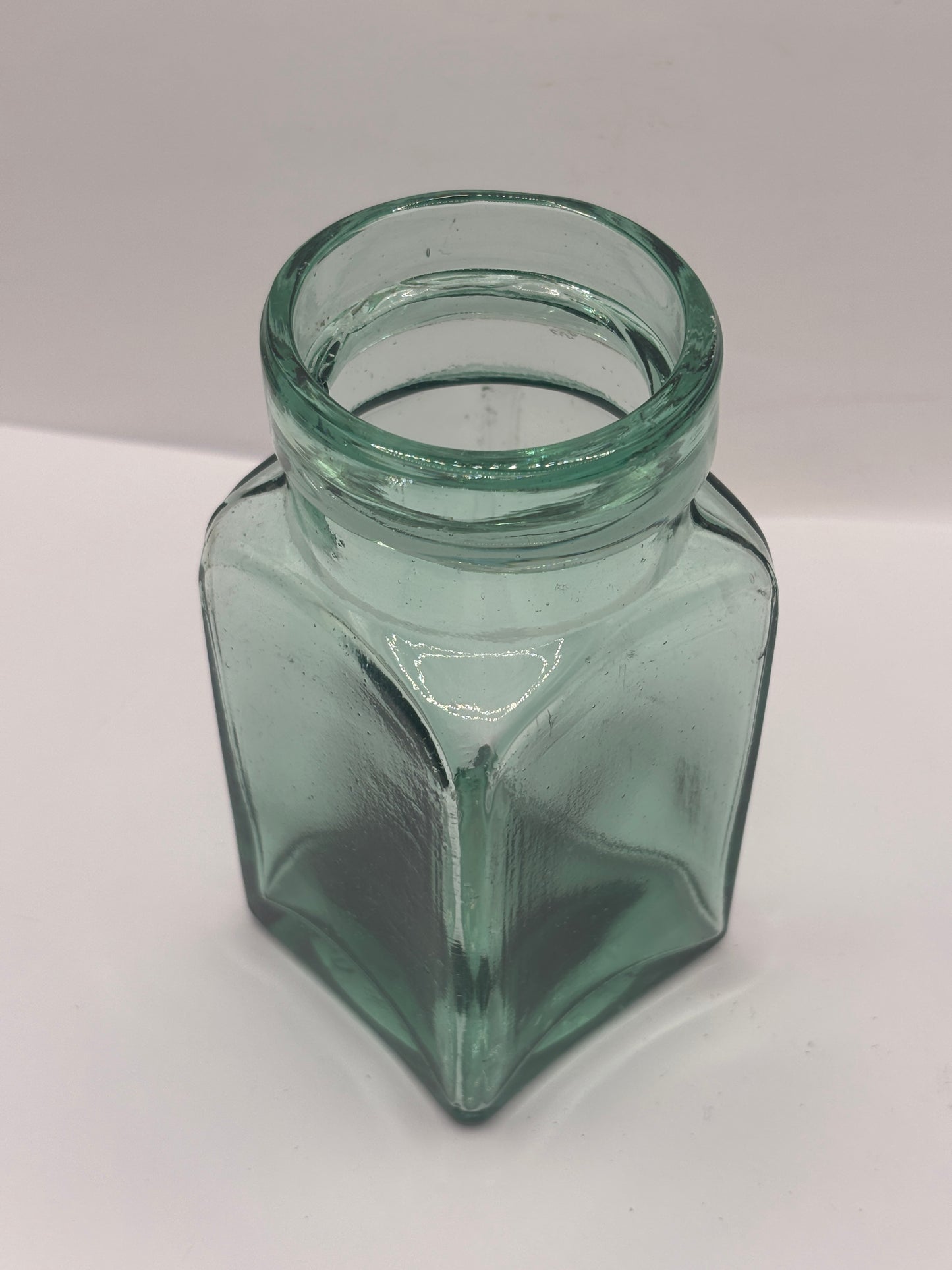 Old aqua glass pickle jar