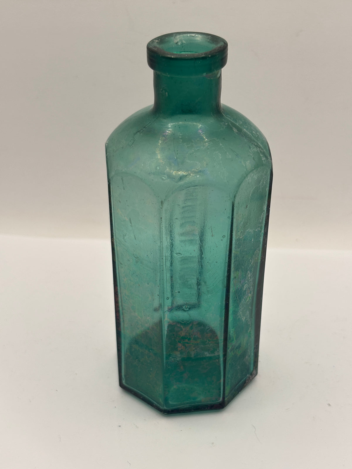 Old green advertising bottle, Rumford chemical works