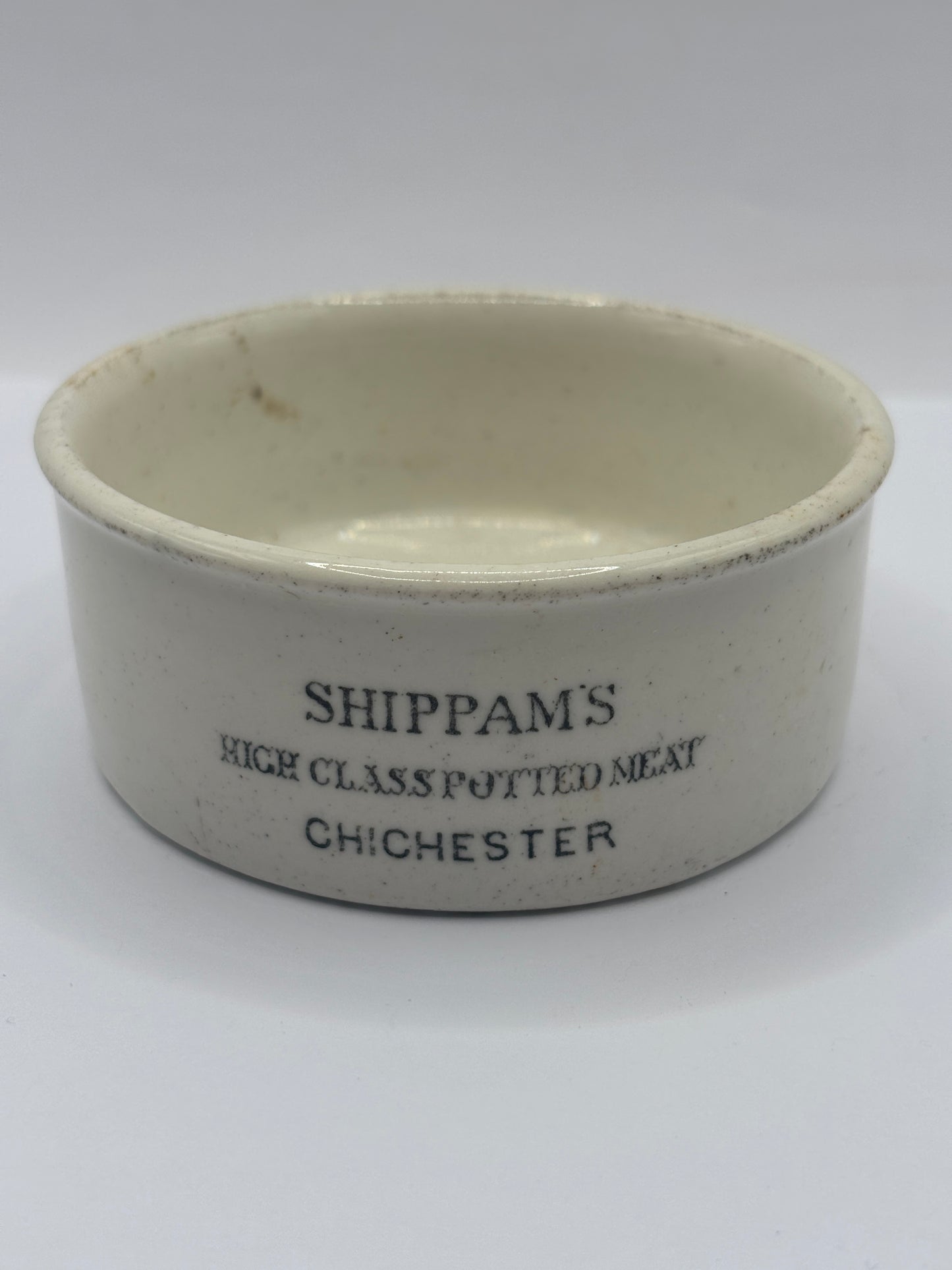 Old advertising meat paste pot, Shippams high class potted meat