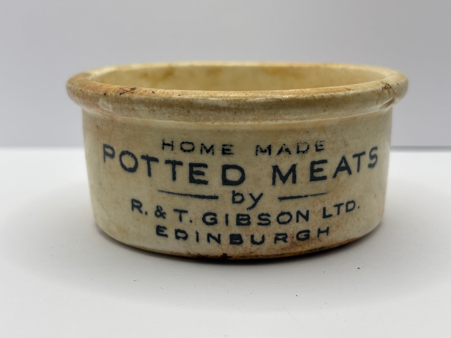 Old Home made potted meats advertising dish, Gibson LTD Edinburgh