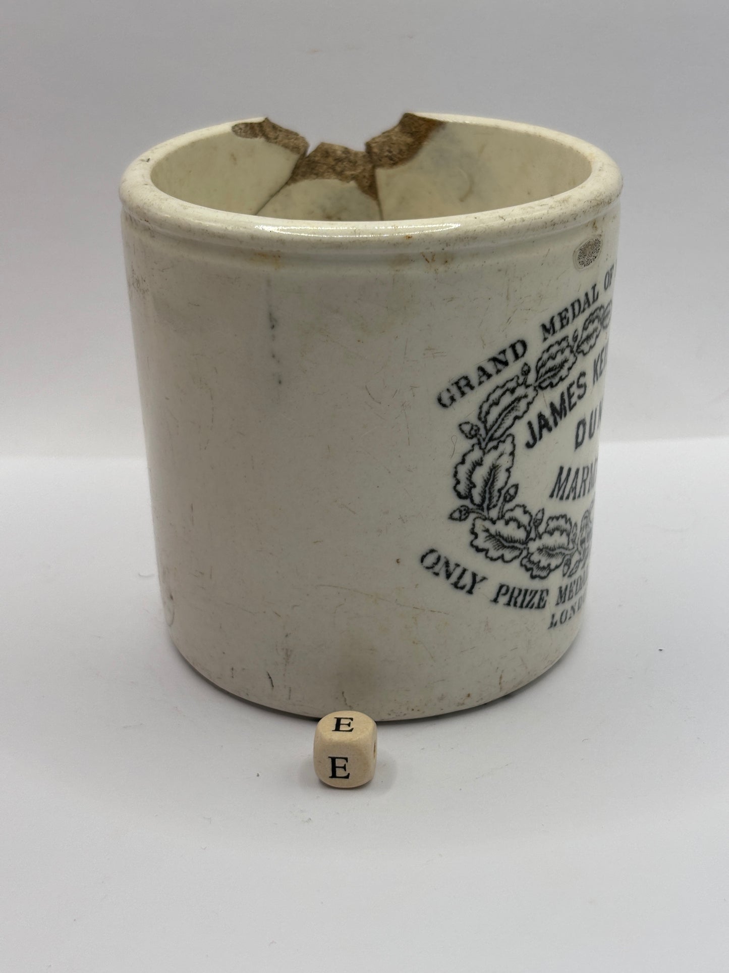 Old 1lb James Keiller dundee marmalade jar (E) damaged