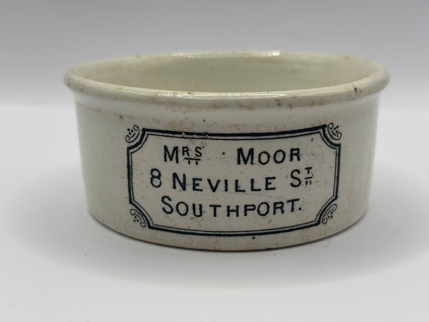 Old Mrs moors advertising meat paste pot