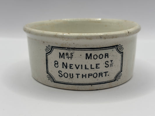 Old Mrs moors advertising meat paste pot