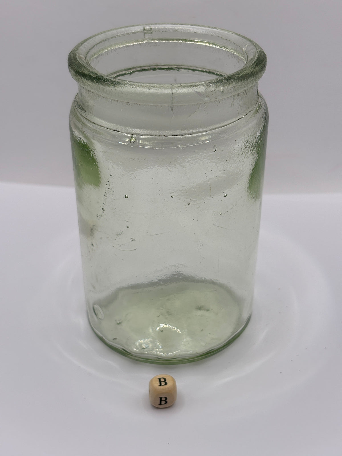 Old aqua glass pickle jar (B)