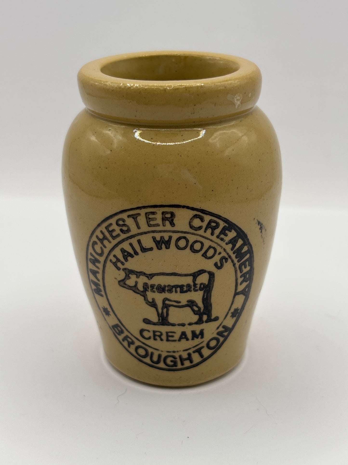 Old Manchester advertising cream pot, Hailwoods rich cream
