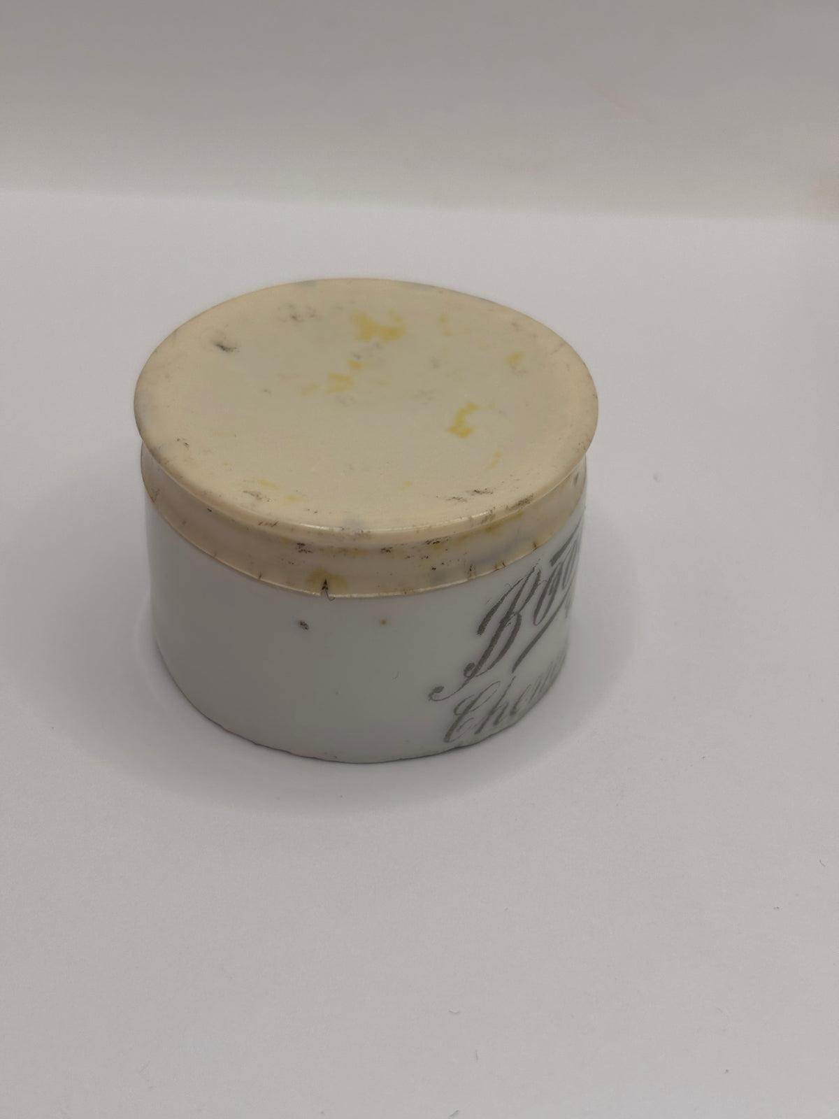 Old mini Boots cash chemists advertising jar with bakelite lid
