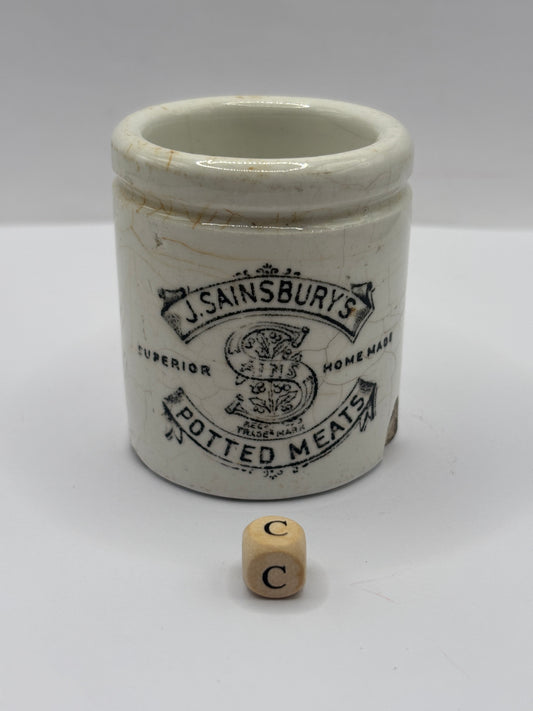 Old sainsburys advertising pot, home made potted meats (c) chipped