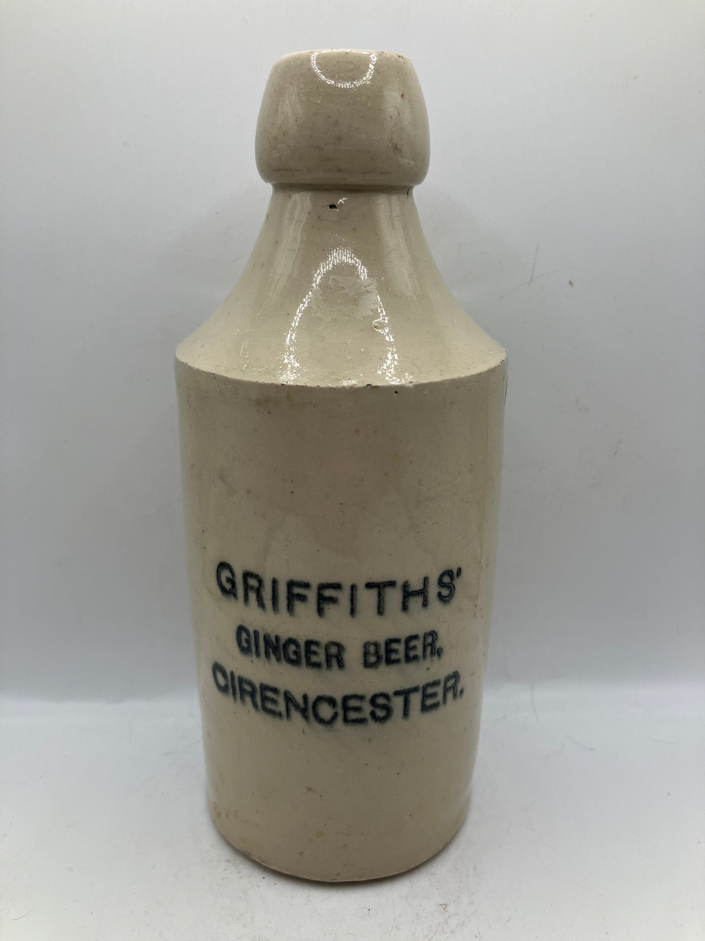 White stoneware ginger beer bottle, Cirencester