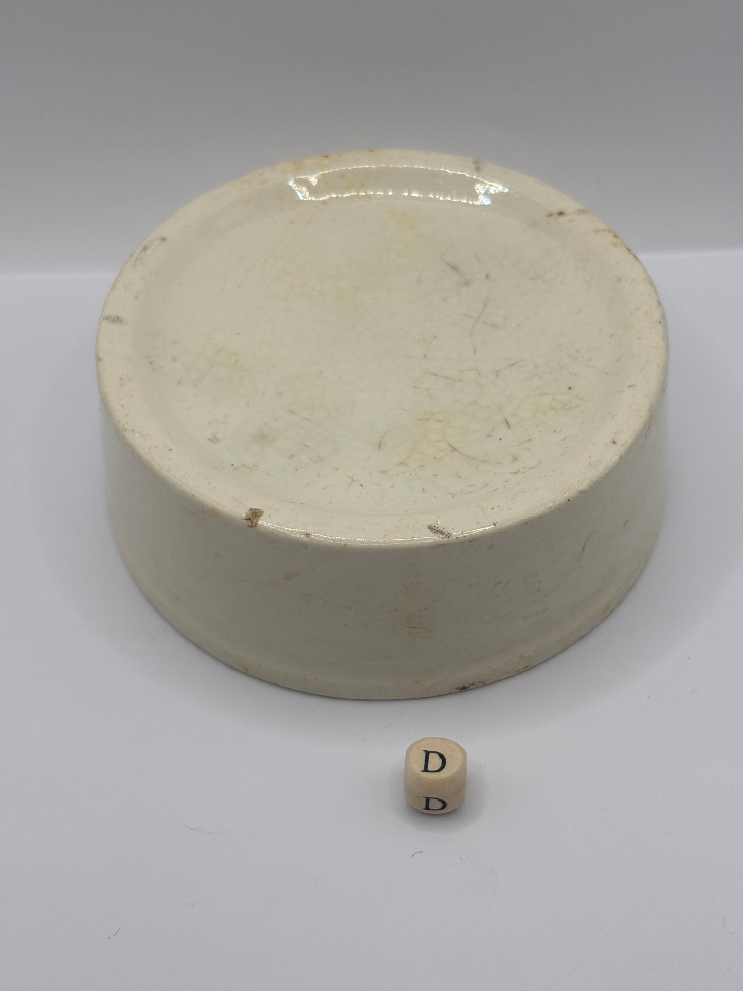 Old large plain stoneware meat paste pot, potted meat (D)