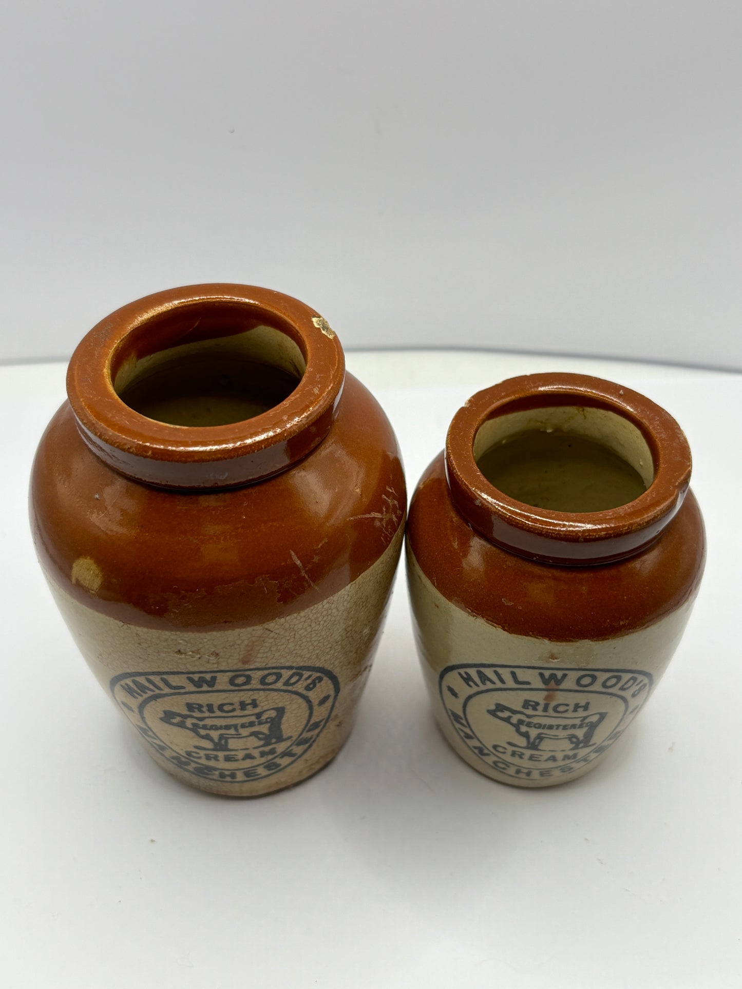 2 Manchester cream pots, Hailwoods pure rich cream