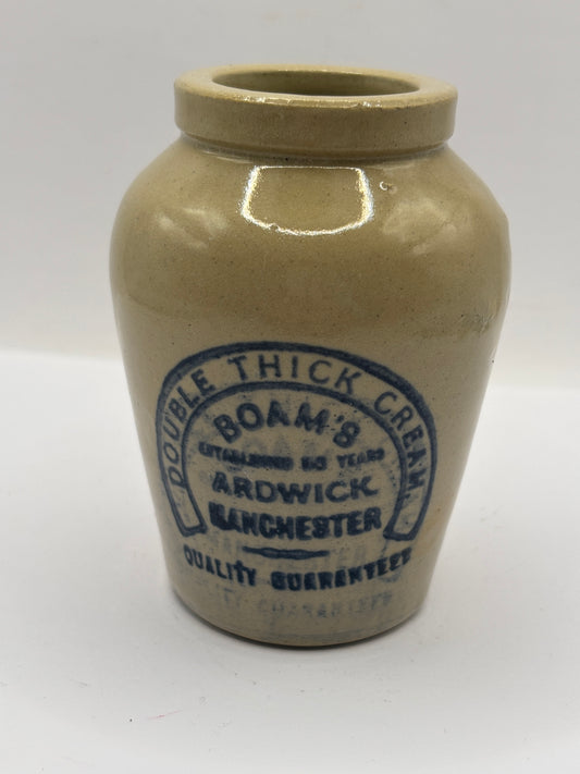 Old advertising cream pot, Boams double thick cream Manchester